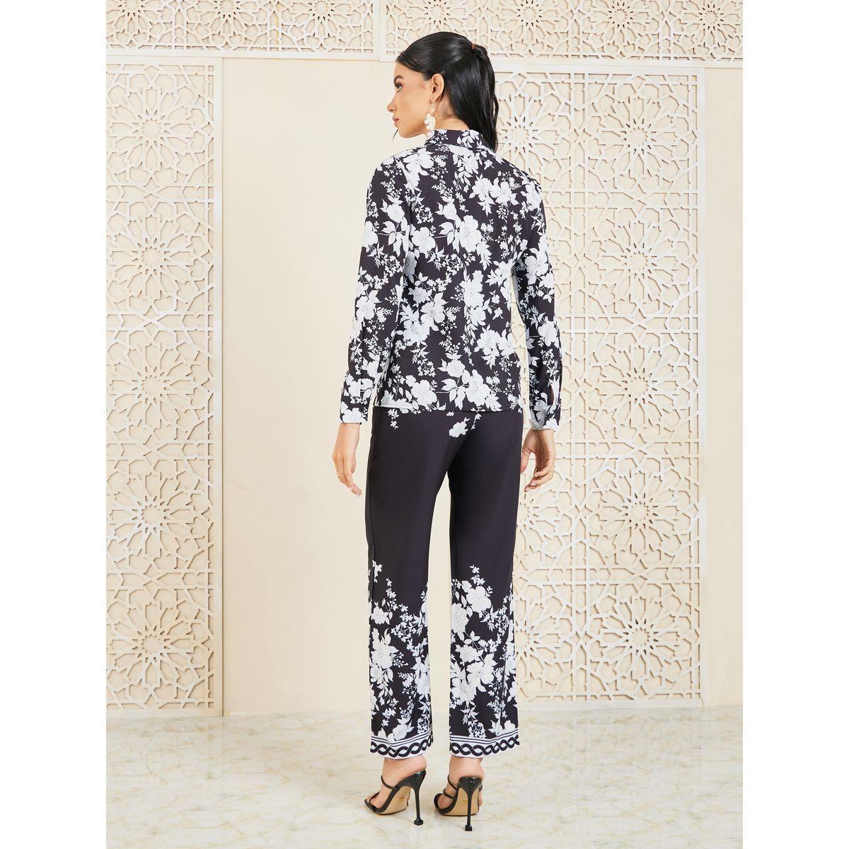 طقم منسق من بنطال وبلوزة مطبعة بالكامل-women-clothing-coordsets-image-6