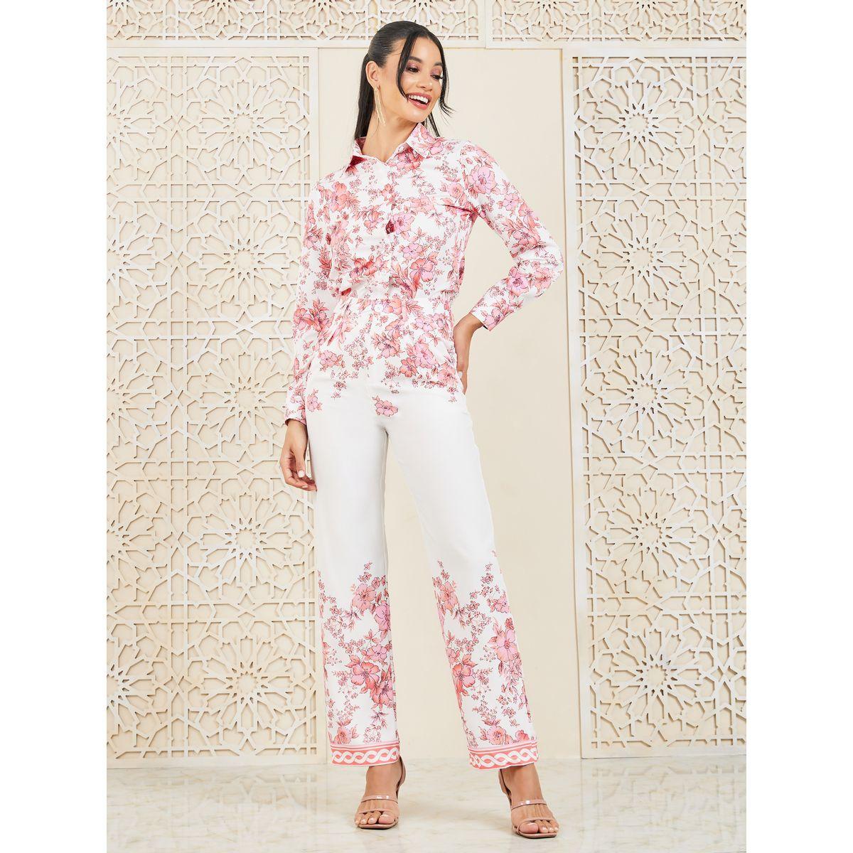 طقم منسق من بنطال وبلوزة مطبعة بالكامل-women-clothing-coordsets-image-1