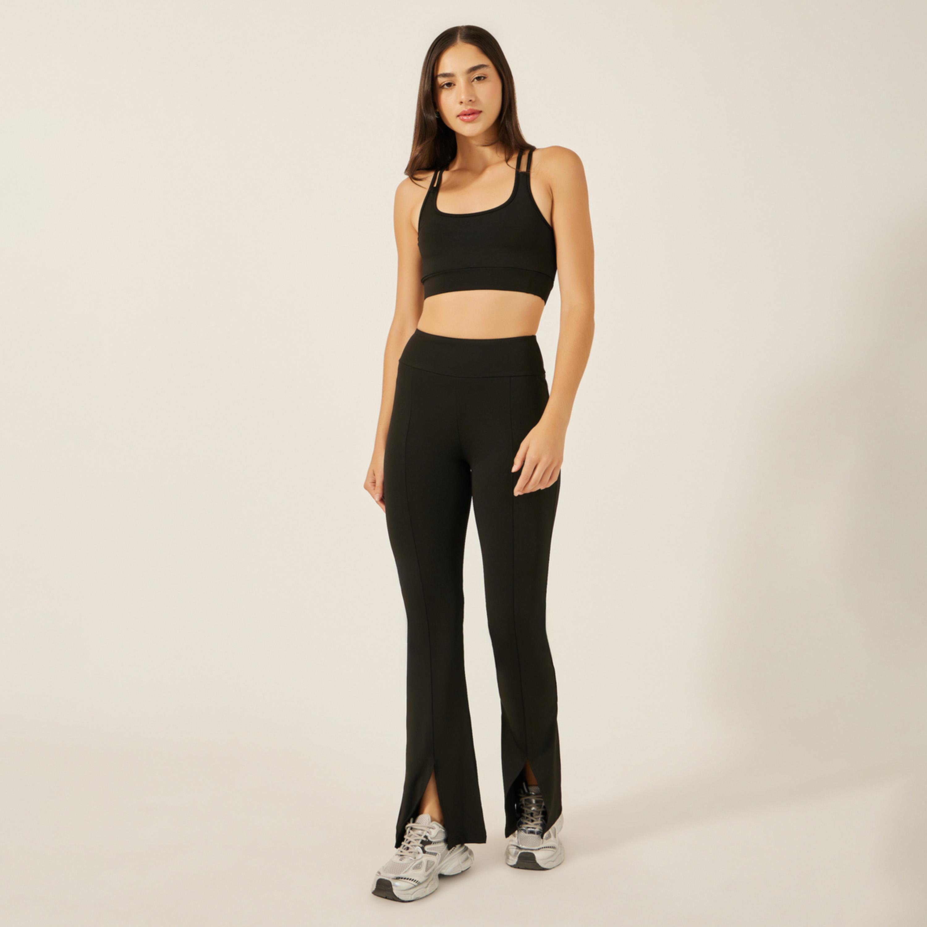 Styli Active Pack Of 3 - Boxy Fit Drop Shoulder Crop Top, Multi Strap Sports Bra And Solid Front Slit Pants-women-clothing-sportswearandactivewear-trackpantsandtracksuits-image-3
