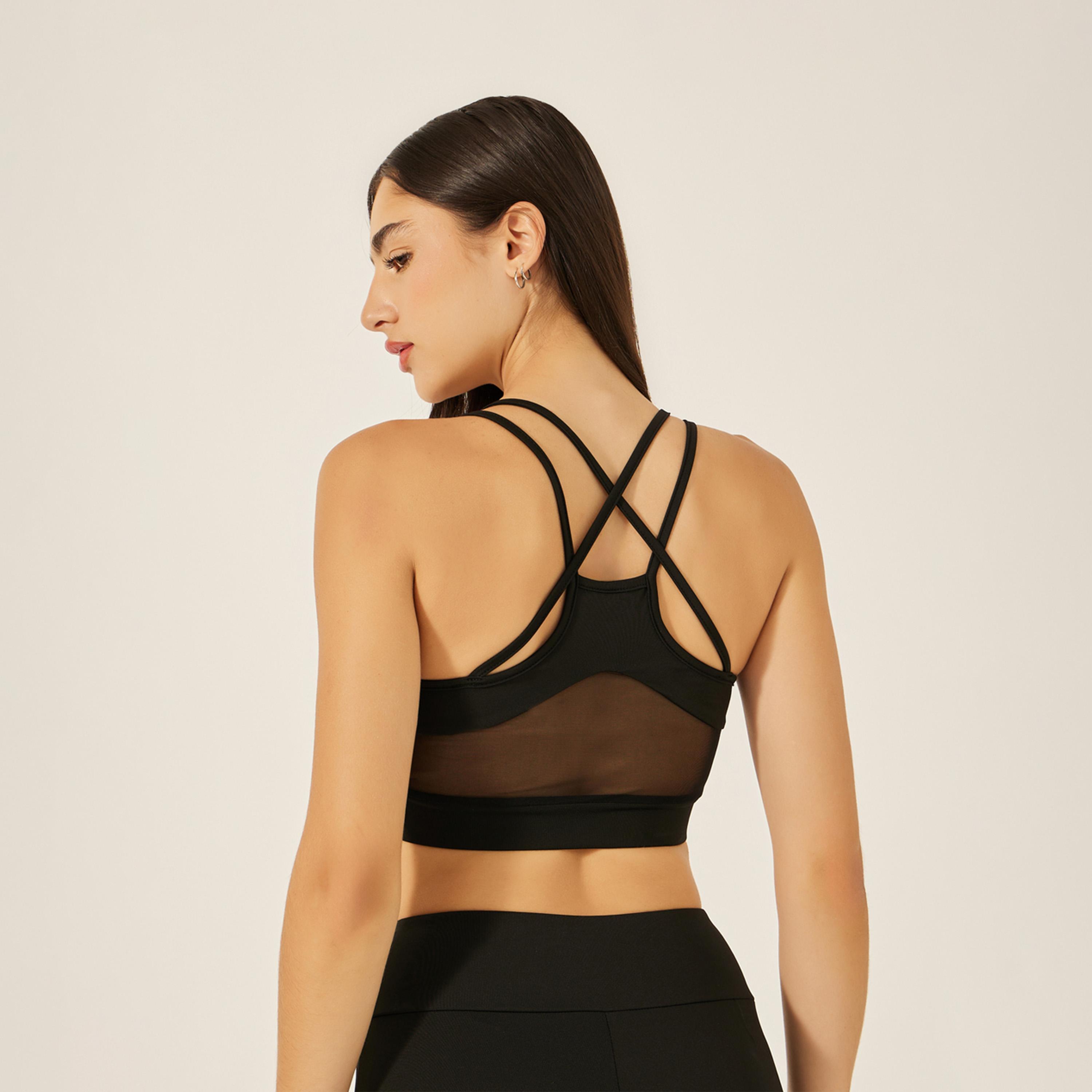 Styli Active Pack Of 3 - Boxy Fit Drop Shoulder Crop Top, Multi Strap Sports Bra And Solid Front Slit Pants-women-clothing-sportswearandactivewear-trackpantsandtracksuits-image-6