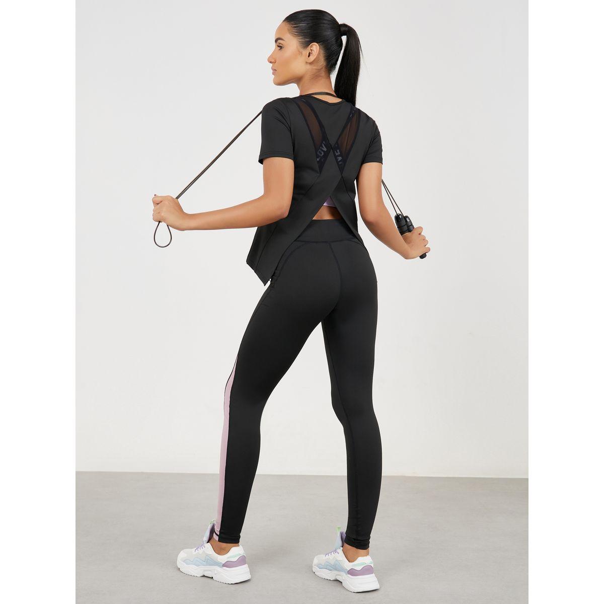 Styli Active Pack of 3 - Mesh Panel Top, Colorblock Sports Bra & Active Leggings-sports-women-clothing-trackpantsandtracksuits-image-9