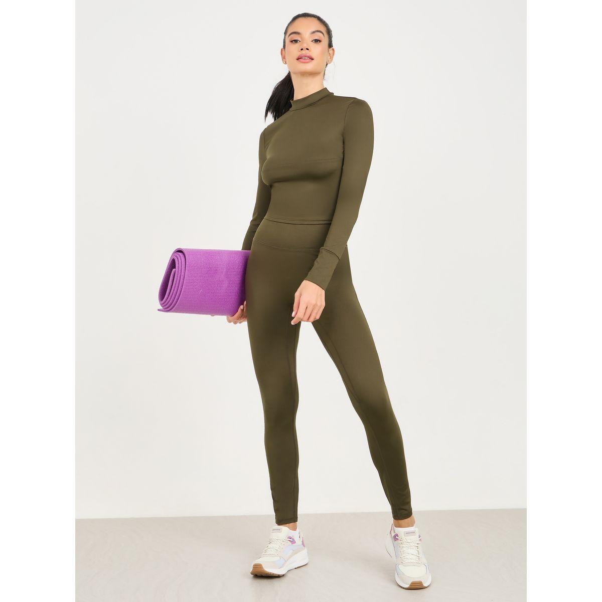 Styli Active High Neck Multi Panel Keyhole Back Long Sleeve Crop Top & Legging Set-women-clothing-sportswearandactivewear-trackpantsandtracksuits-image-1