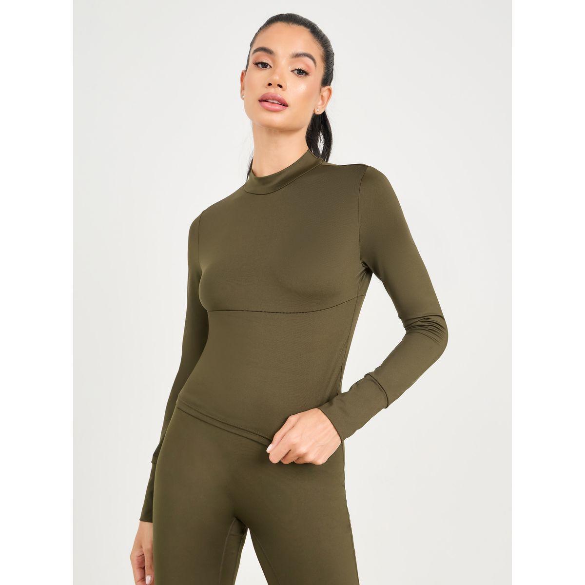 Styli Active High Neck Multi Panel Keyhole Back Long Sleeve Crop Top & Legging Set-women-clothing-sportswearandactivewear-trackpantsandtracksuits-image-2