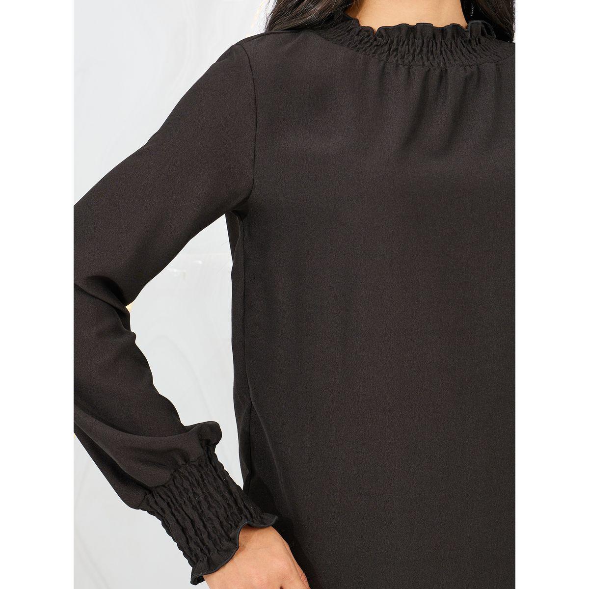 Styli Satin Smocked Detail High Neck Blouse-women-clothing-shirtsandblouses-blouses-image-4