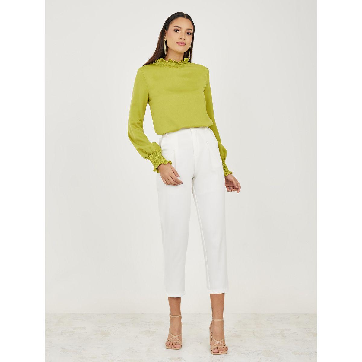 Styli Satin Smocked Detail High Neck Blouse-women-clothing-shirtsandblouses-blouses-image-3