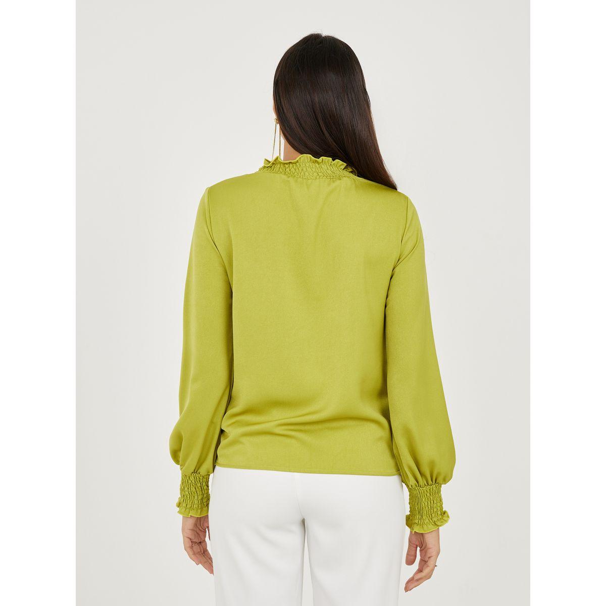 Styli Satin Smocked Detail High Neck Blouse-women-clothing-shirtsandblouses-blouses-image-5