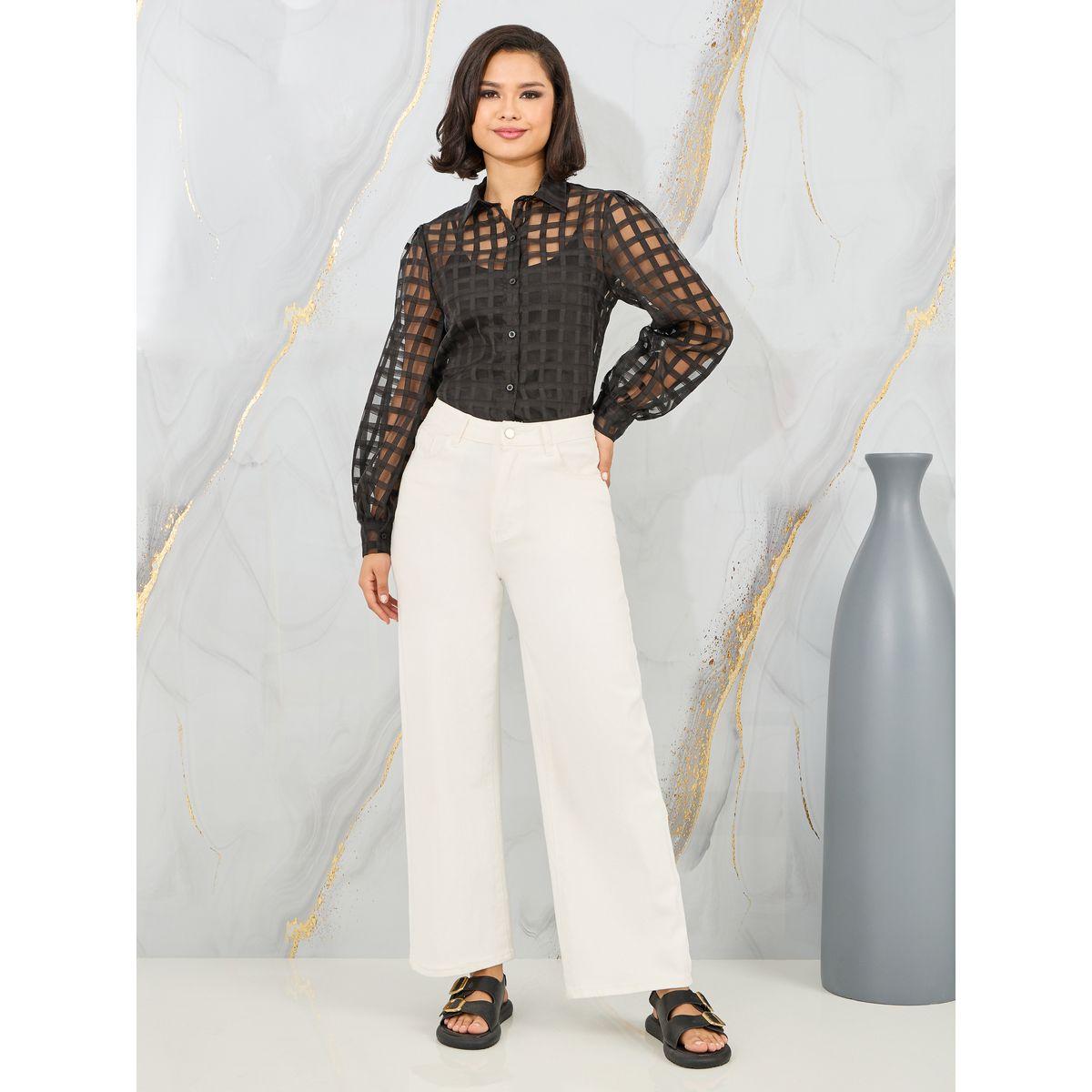 Styli Grid Sheer Organza Regular Fit Shirt-women-clothing-shirtsandblouses-shirts-image-3