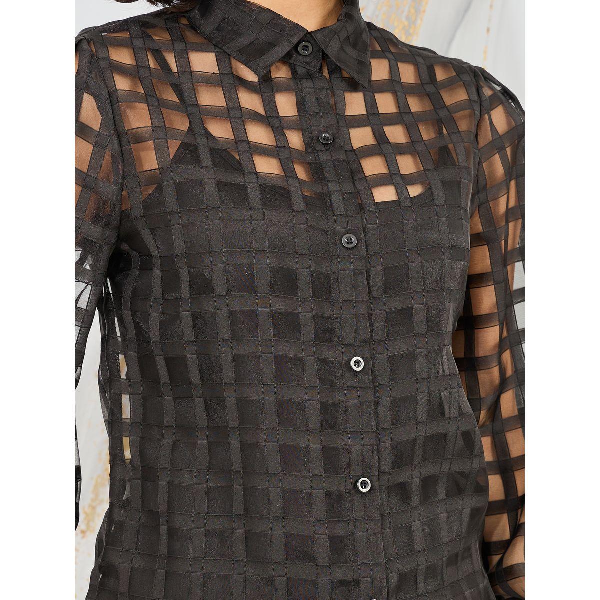 Styli Grid Sheer Organza Regular Fit Shirt-women-clothing-shirtsandblouses-shirts-image-4