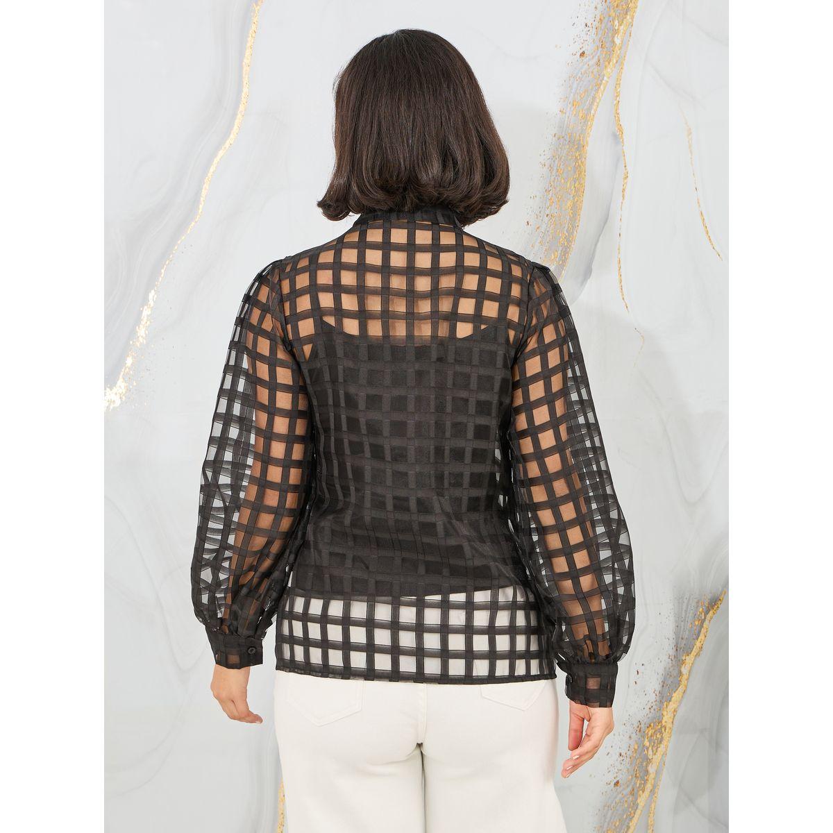Styli Grid Sheer Organza Regular Fit Shirt-women-clothing-shirtsandblouses-shirts-image-5