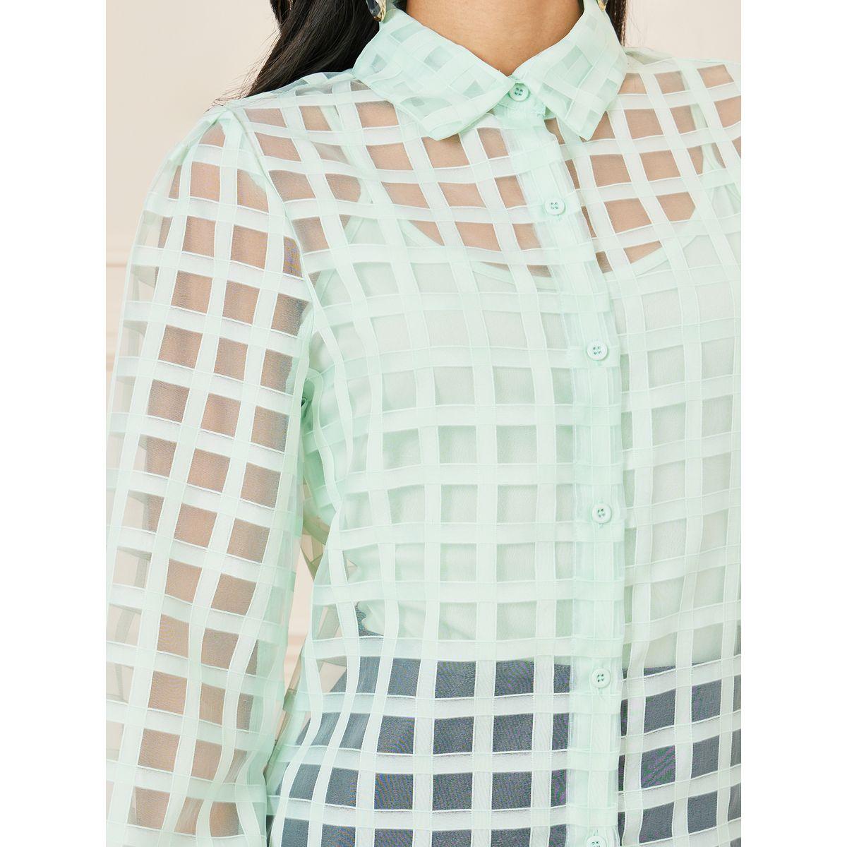 Styli Grid Sheer Organza Regular Fit Shirt-women-clothing-shirtsandblouses-shirts-image-3