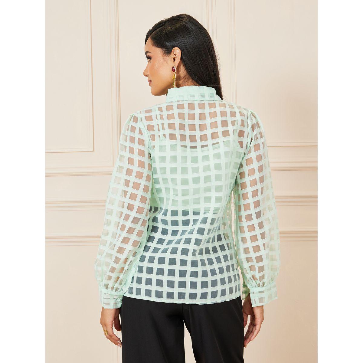 Styli Grid Sheer Organza Regular Fit Shirt-women-clothing-shirtsandblouses-shirts-image-4