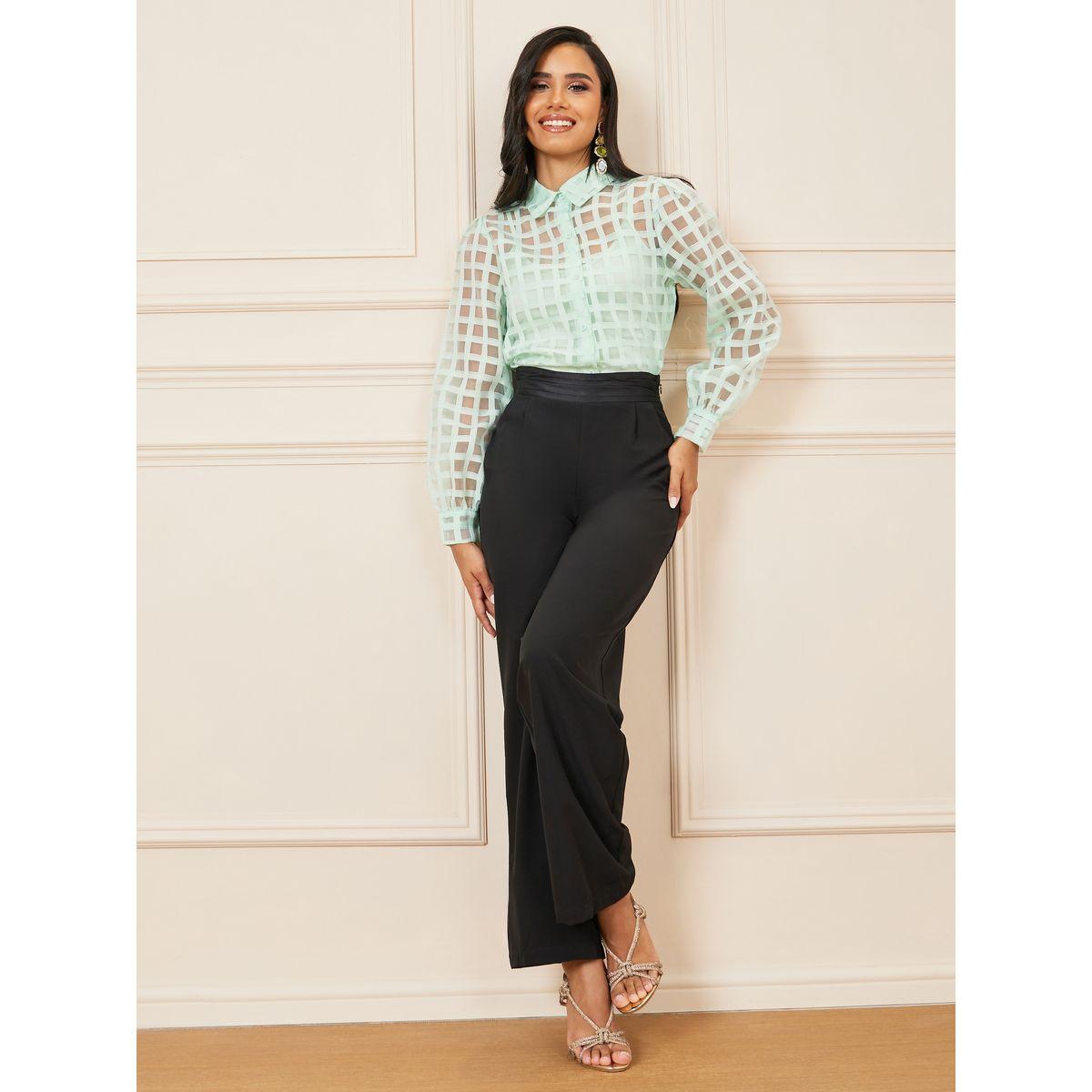 Styli Grid Sheer Organza Regular Fit Shirt-women-clothing-shirtsandblouses-shirts-image-5