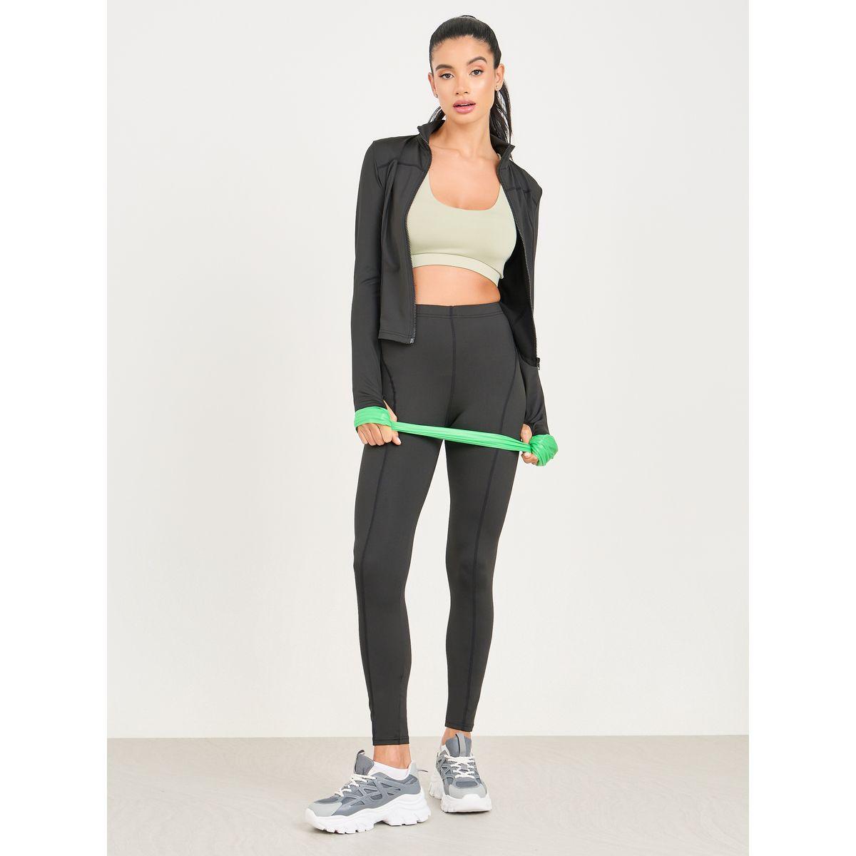 Styli Active Stitch Detail Thumbhole Sleeve Jacket with Zip Closure & Legging Set-sports-women-clothing-trackpantsandtracksuits-image-2