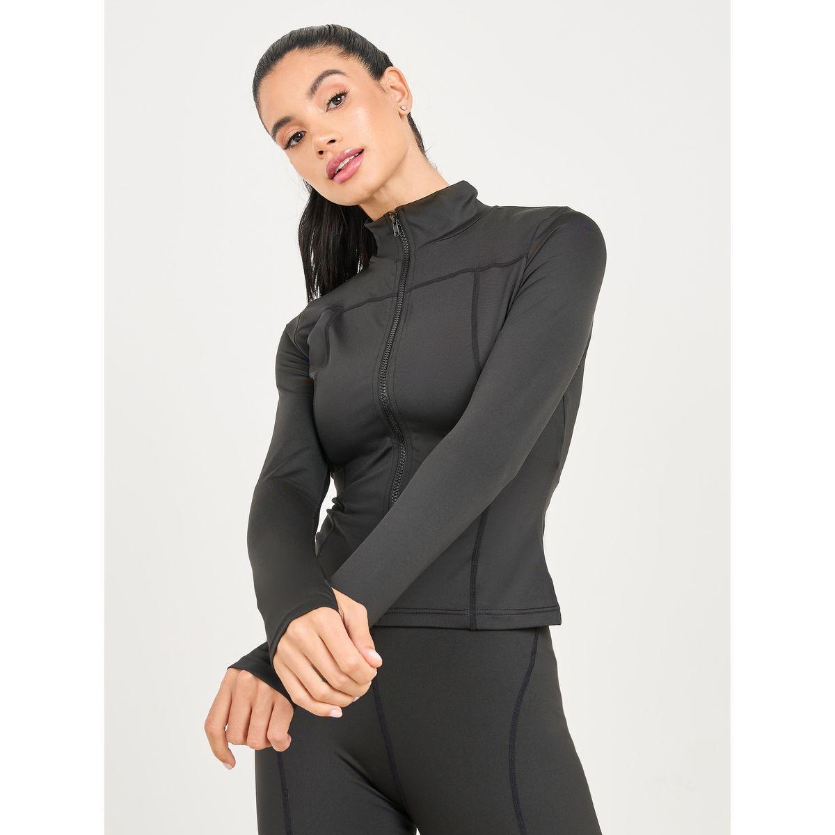 Styli Active Stitch Detail Thumbhole Sleeve Jacket with Zip Closure & Legging Set-sports-women-clothing-trackpantsandtracksuits-image-7
