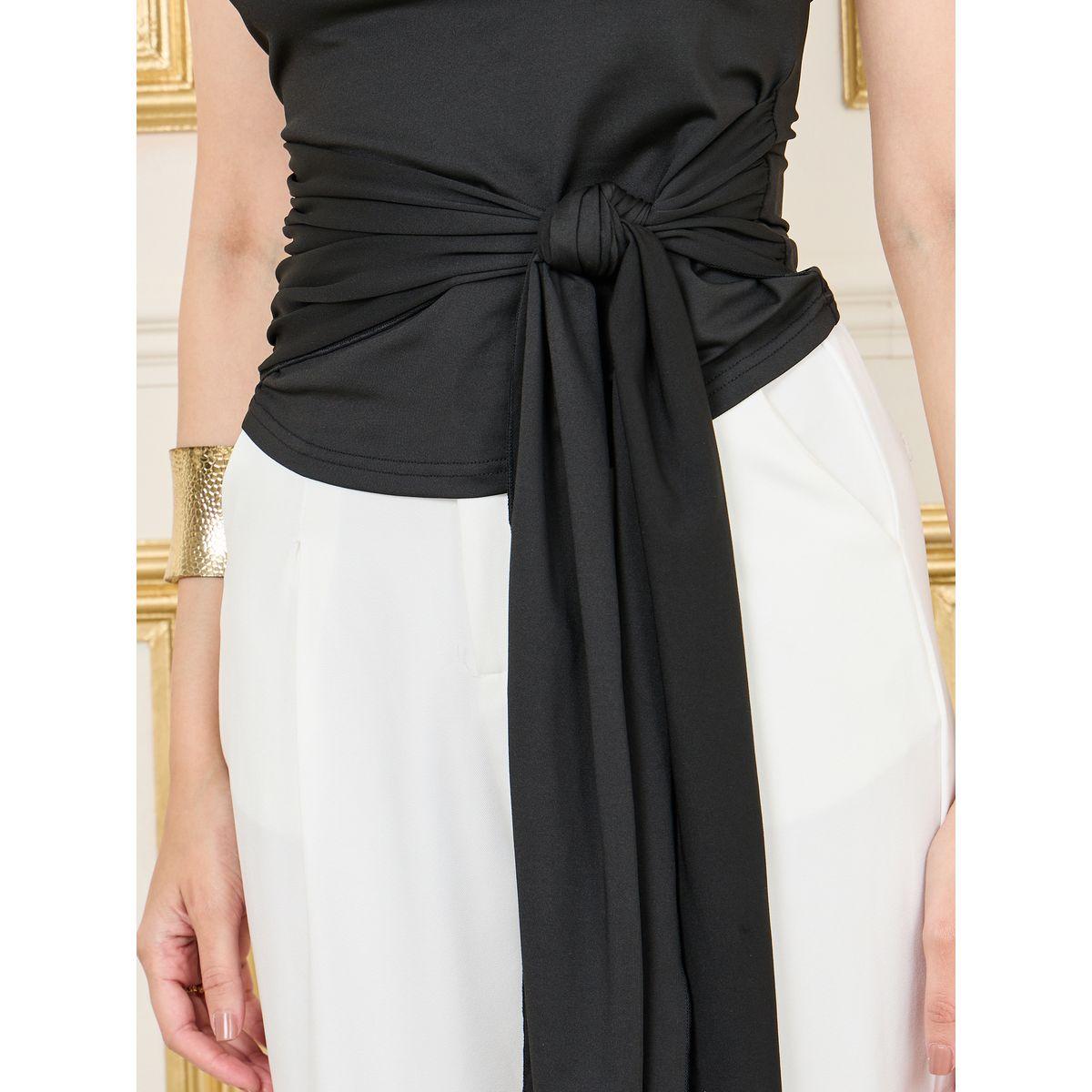 Styli Front Knot Detail One Shoulder Neck Knit Top-women-clothing-shirtsandblouses-blouses-image-3