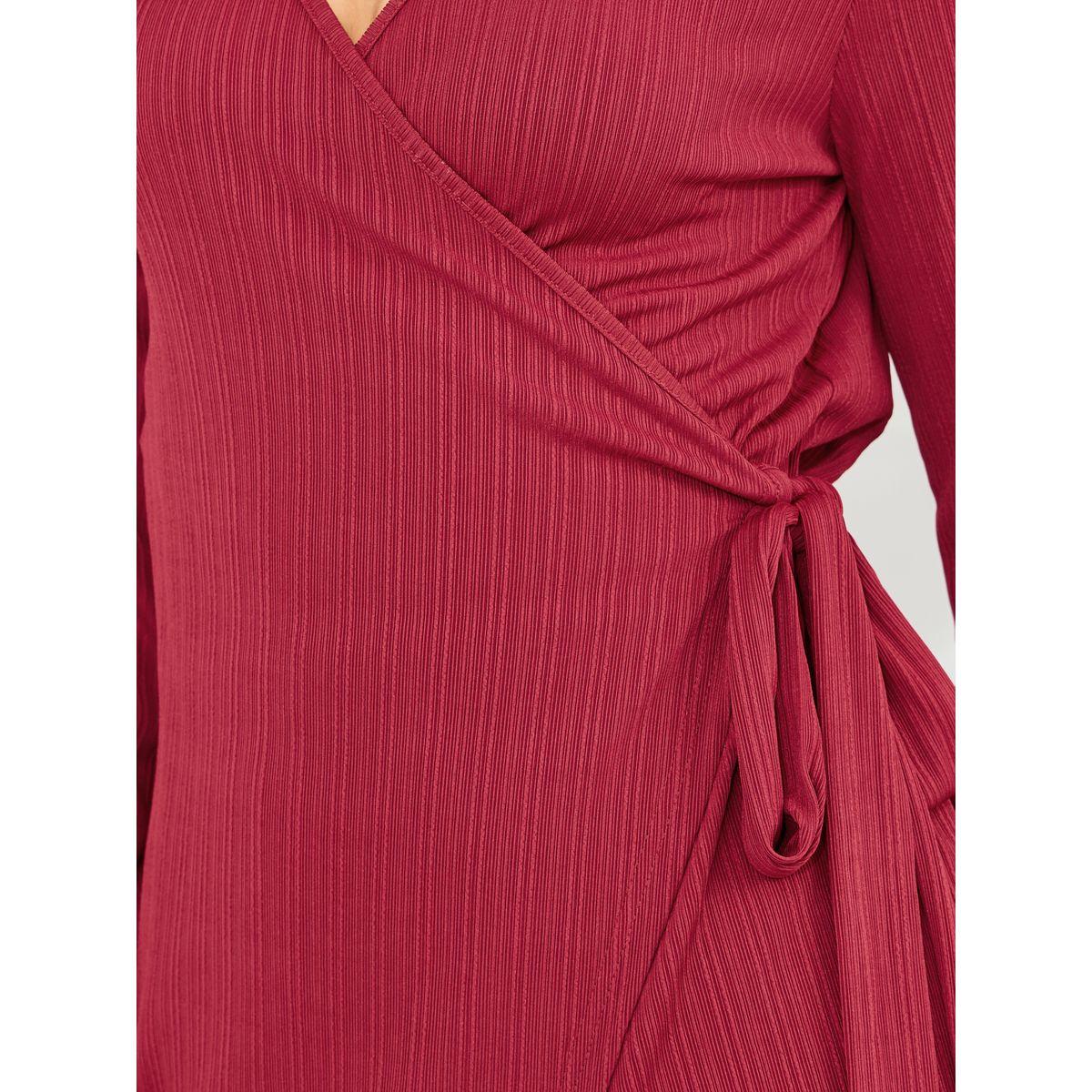 Styli Textured Longline Wrap Top and Straight Leg Pant Set-women-clothing-coordsets-image-3