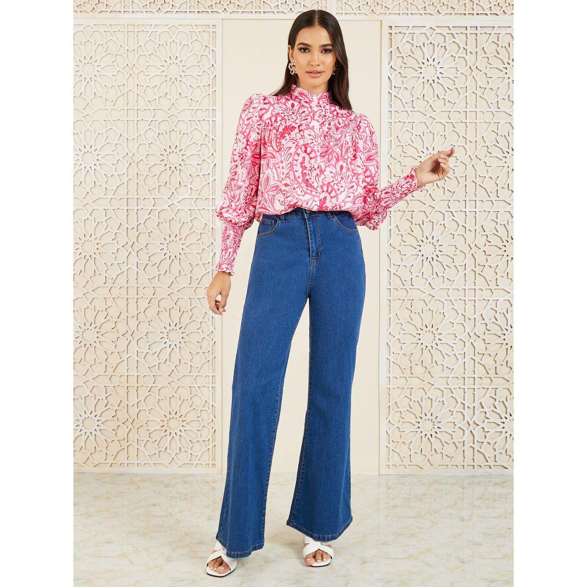 Styli Paisley Print Mandarin Collar Balloon Sleeve Shirt-women-clothing-shirtsandblouses-shirts-image-3