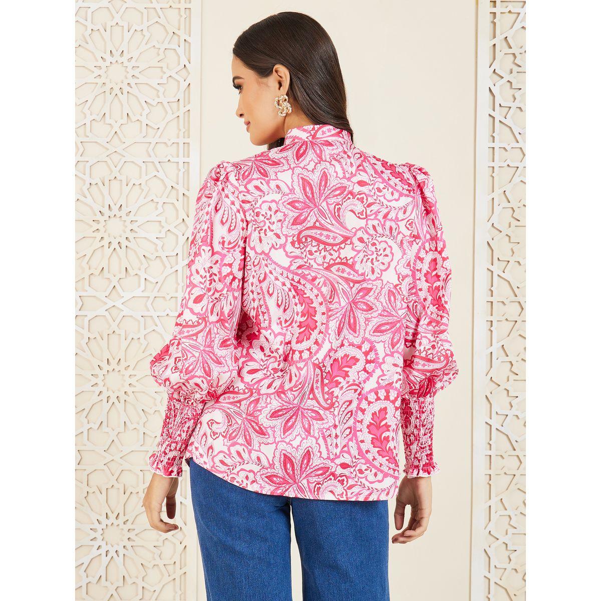 Styli Paisley Print Mandarin Collar Balloon Sleeve Shirt-women-clothing-shirtsandblouses-shirts-image-5