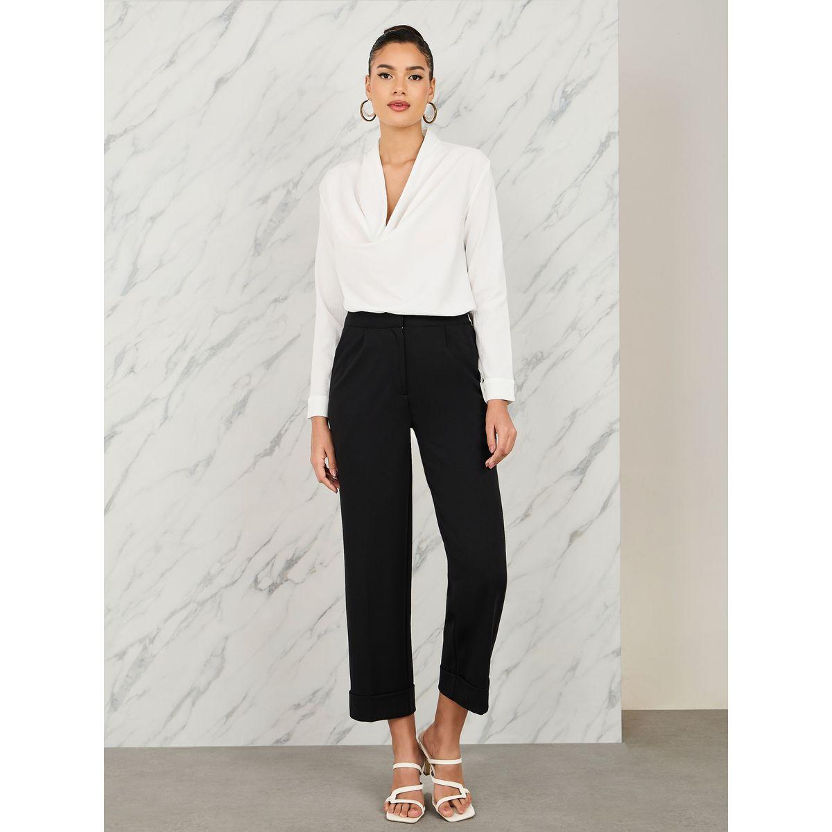 بلوزة محبوكة باكمام طويلة وياقة منسدلة-women-clothing-shirtsandblouses-blouses-image-2
