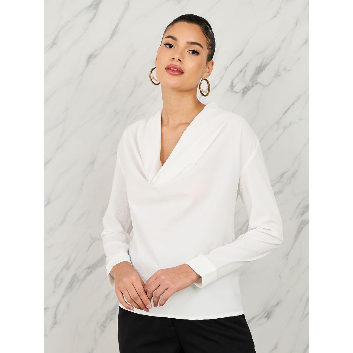 بلوزة محبوكة باكمام طويلة وياقة منسدلة-women-clothing-shirtsandblouses-blouses-image-3