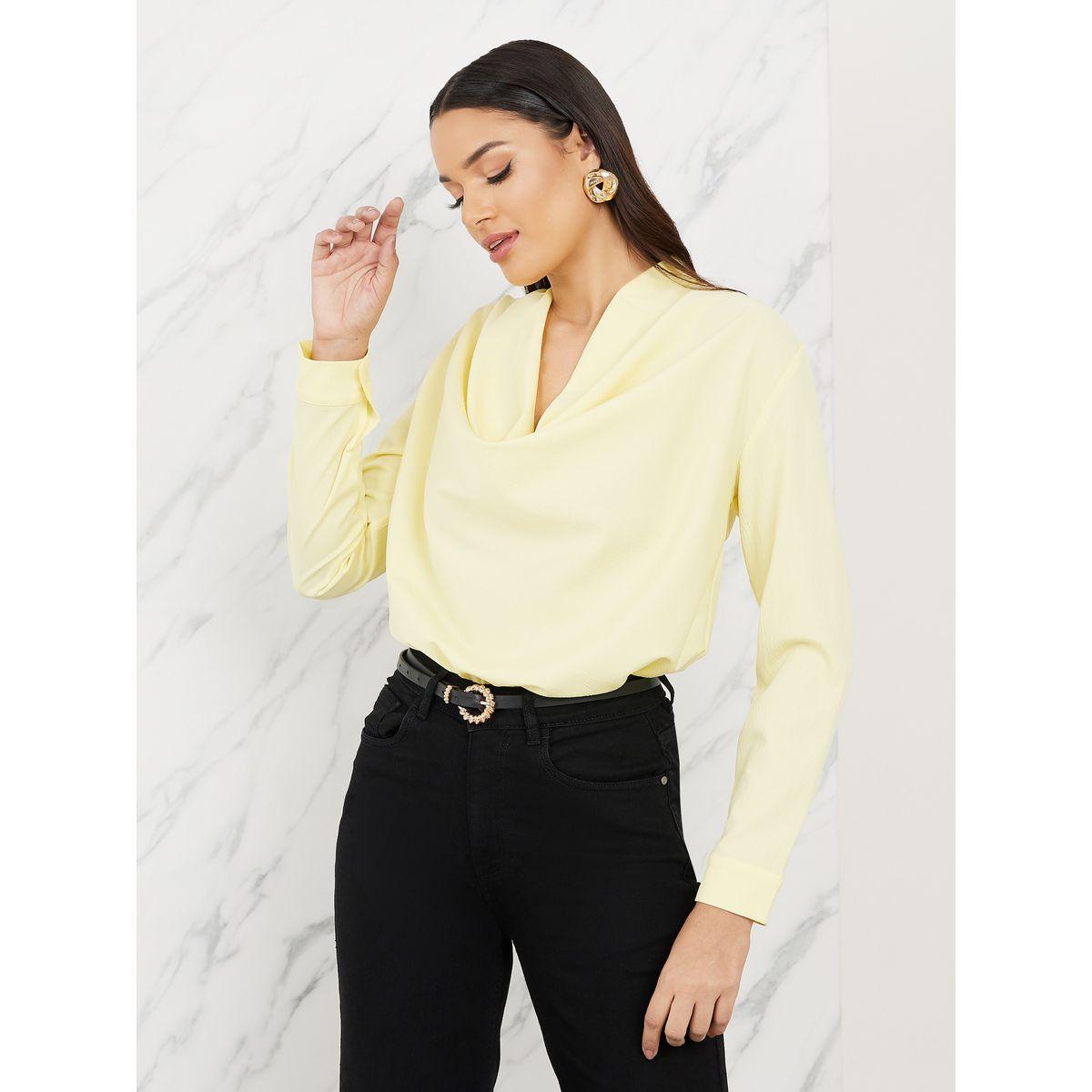 بلوزة محبوكة بياقة منسدلة واكمام طويلة-women-clothing-shirtsandblouses-blouses-image-5