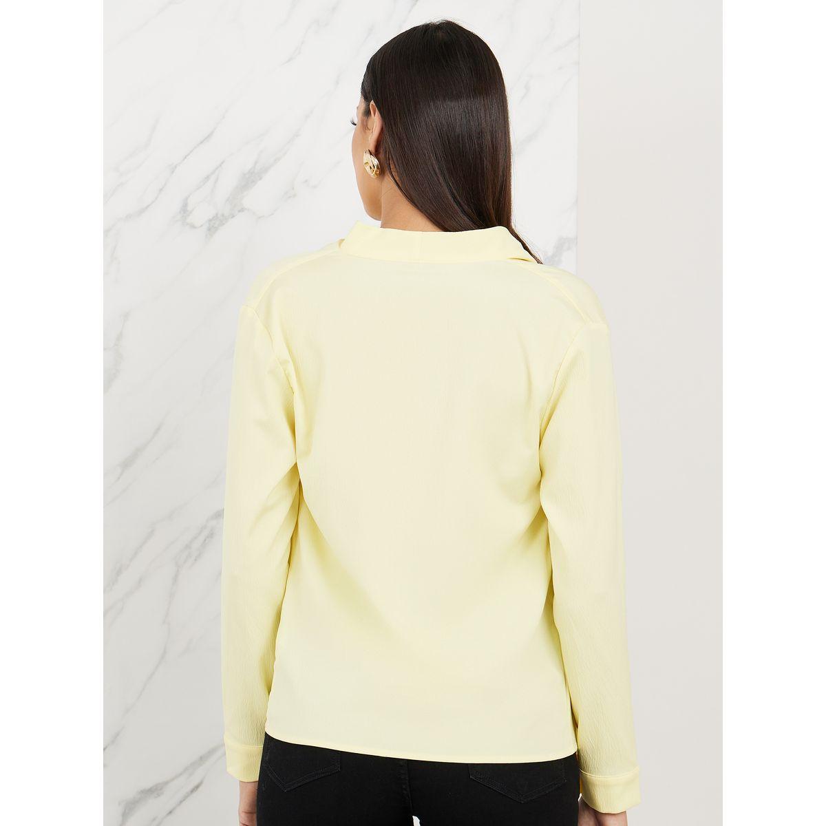 بلوزة محبوكة بياقة منسدلة واكمام طويلة-women-clothing-shirtsandblouses-blouses-image-1