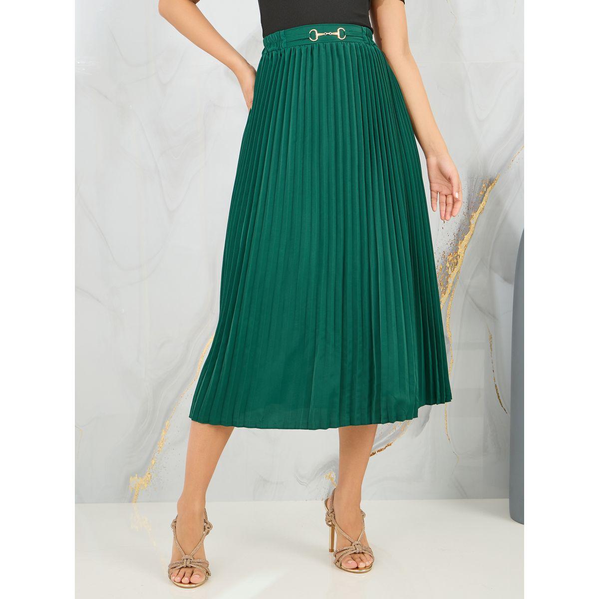 Styli Solid Fitted Top and Pleated Midi Skirt Set-women-clothing-coordsets-image-3