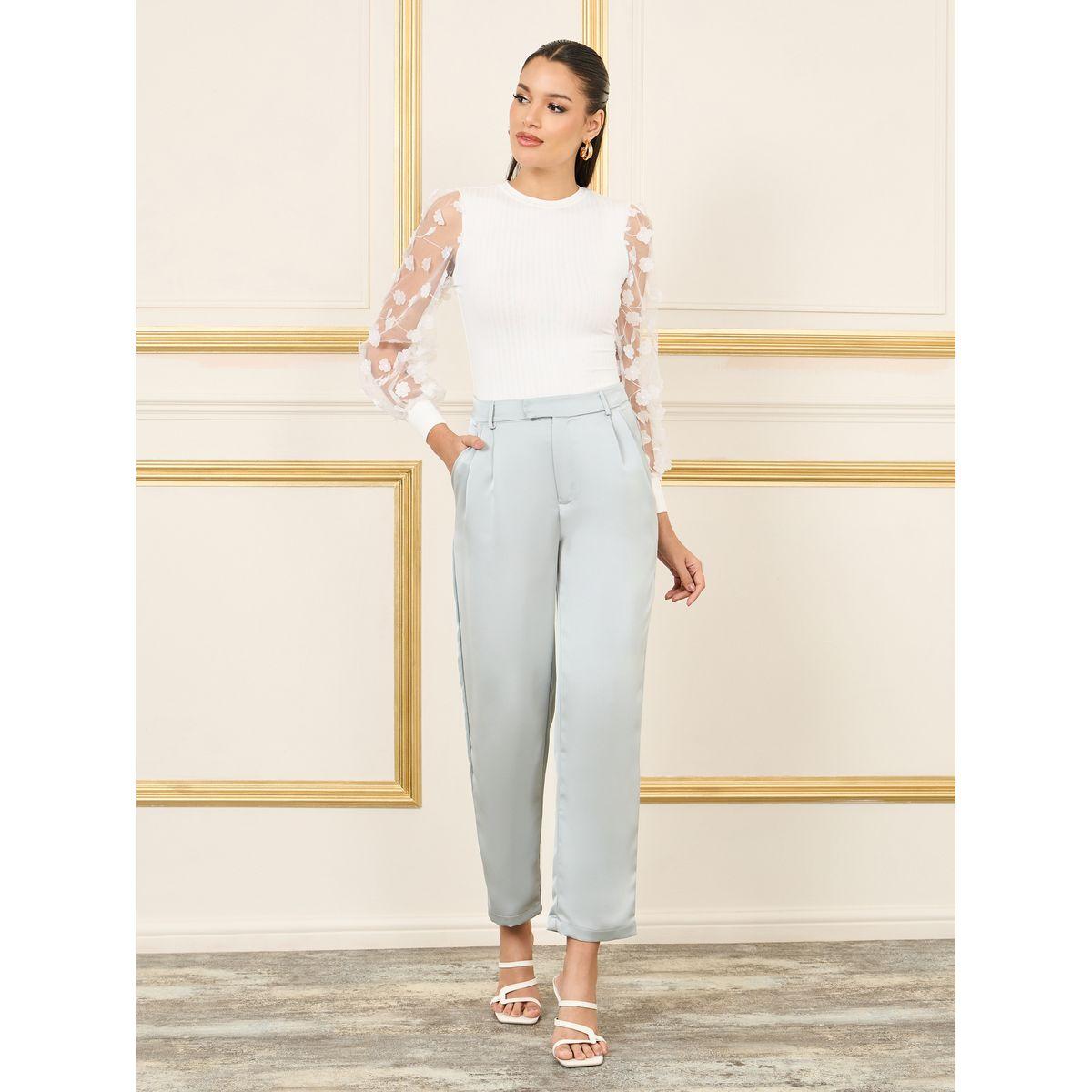 بلوزة محبوكة بتفاصيل مضلعة وزهور-women-clothing-shirtsandblouses-blouses-image-3