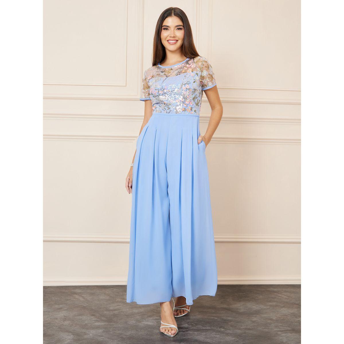Styli Embroidered Mesh Insert Wide Leg Jumpsuit-women-clothing-jumpsuits-image-1