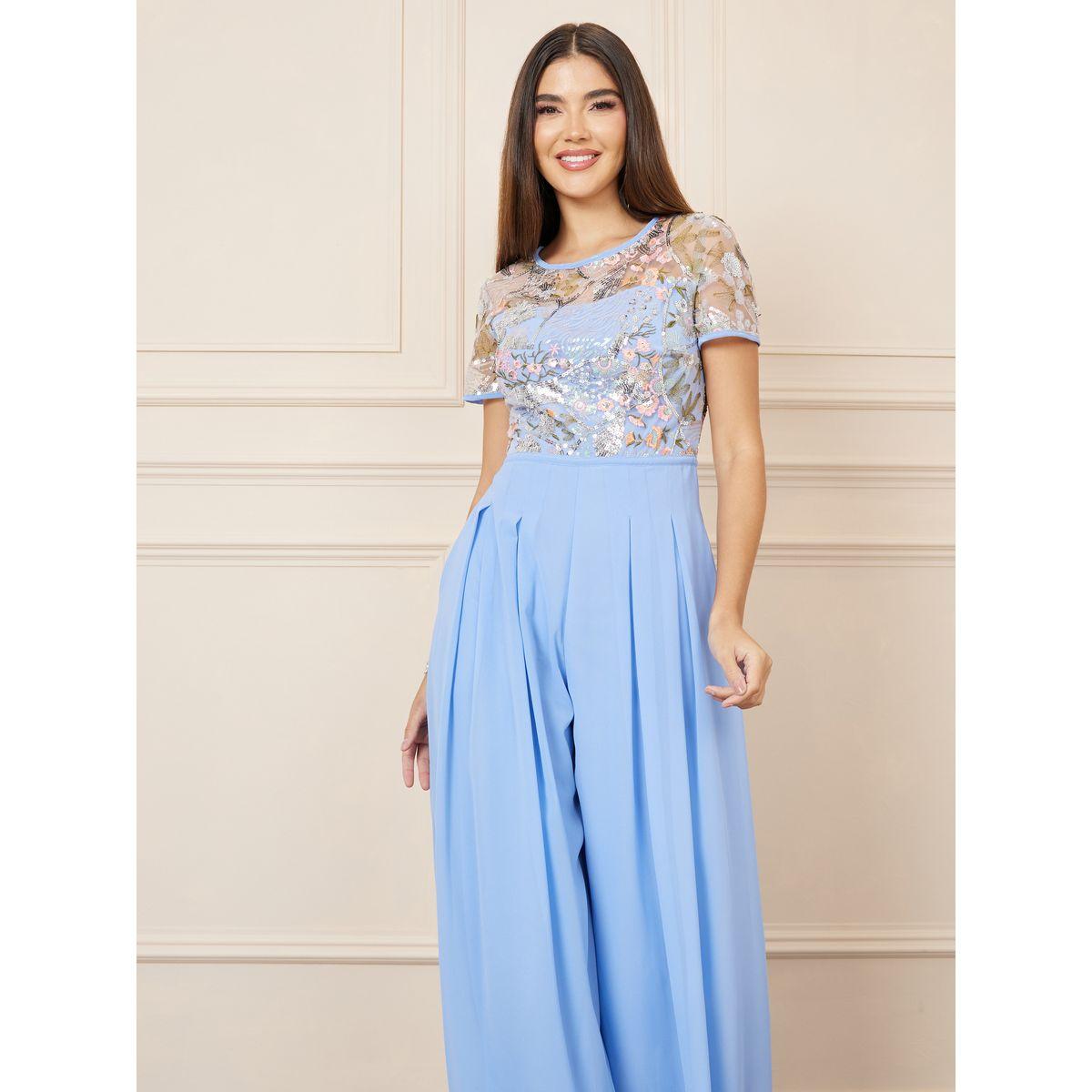 Styli Embroidered Mesh Insert Wide Leg Jumpsuit-women-clothing-jumpsuits-image-2