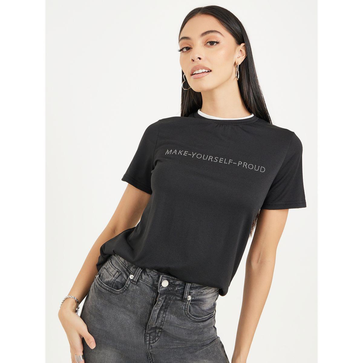 تيشيرت بقصة عادية واكمام قصيرة-women-clothing-tshirts-image-1