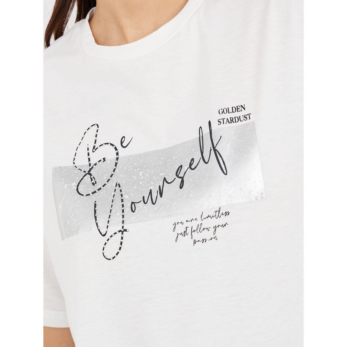 Styli Oversized Be Yourself Foil Graphic T-Shirt-women-clothing-tshirts-image-3