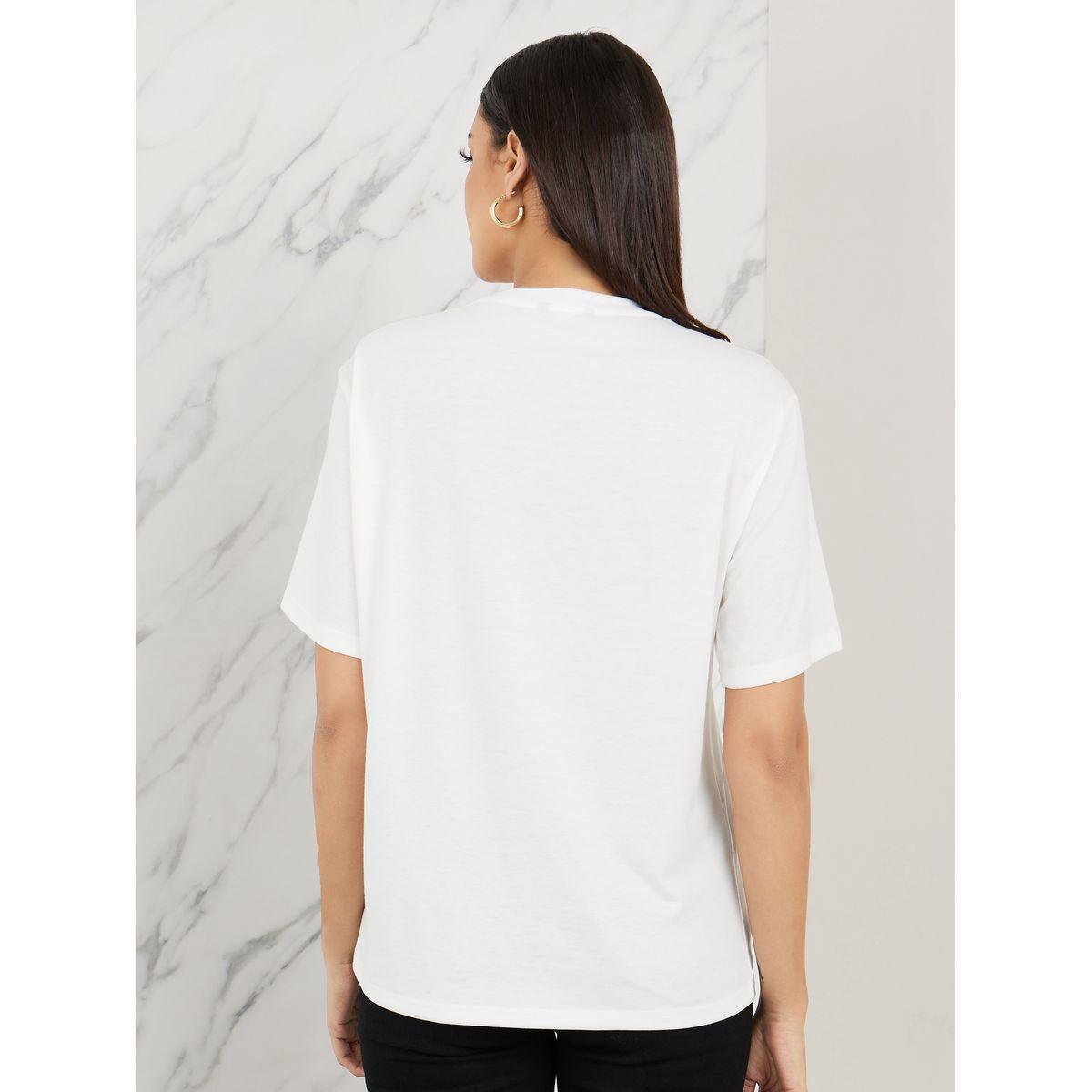 Styli Oversized Be Yourself Foil Graphic T-Shirt-women-clothing-tshirts-image-4
