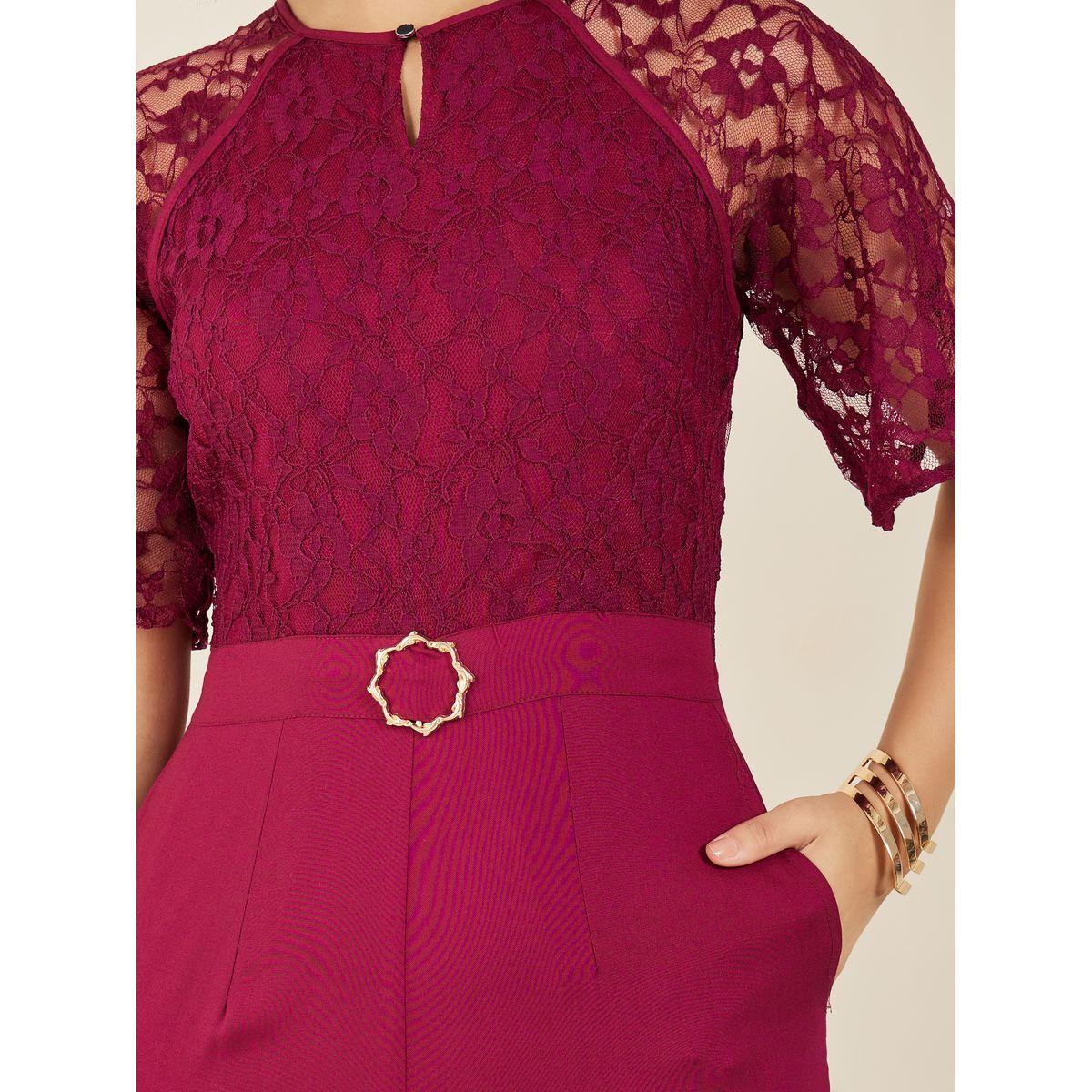Styli Lace Insert Buckle Detail Wide Leg Jumpsuit-women-clothing-jumpsuits-image-3