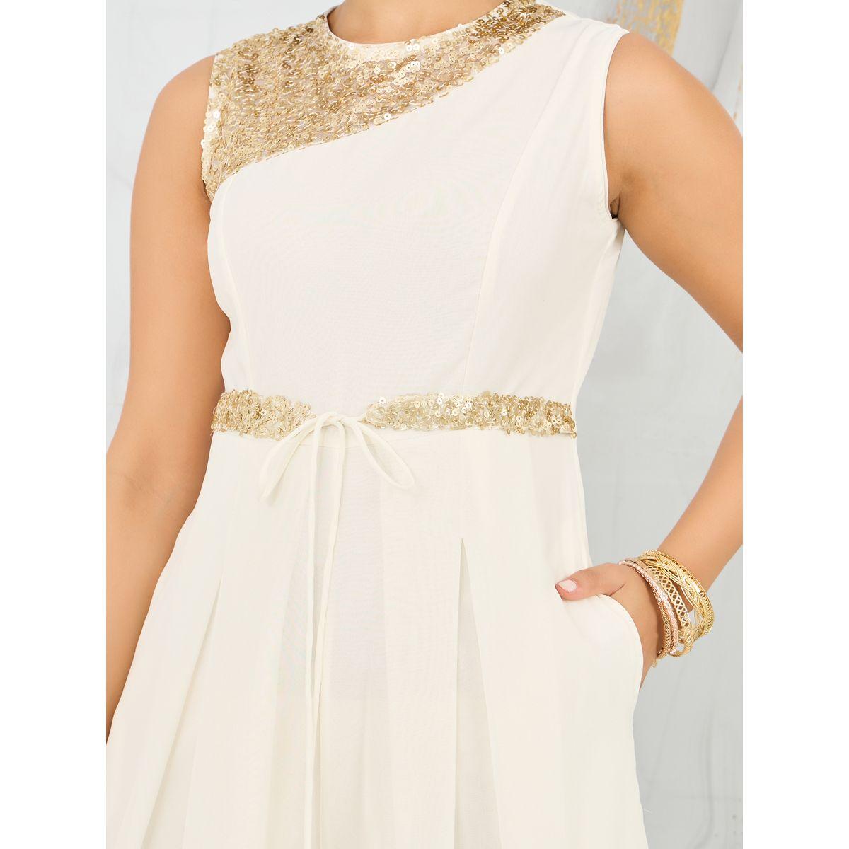 Styli Sequin Detail Box Pleat Wide Leg Jumpsuit with Self Tie Up-women-clothing-jumpsuits-image-3