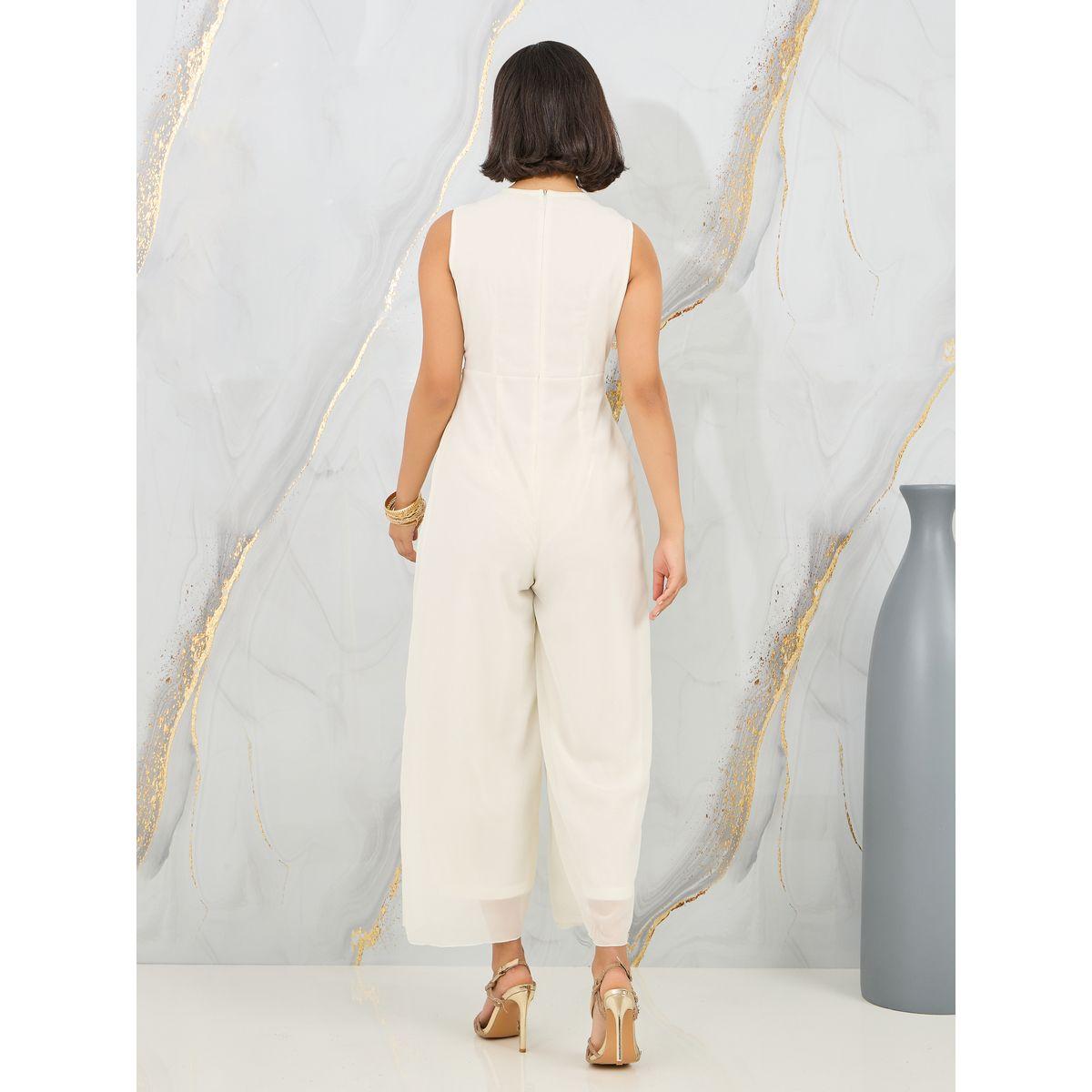 Styli Sequin Detail Box Pleat Wide Leg Jumpsuit with Self Tie Up-women-clothing-jumpsuits-image-4