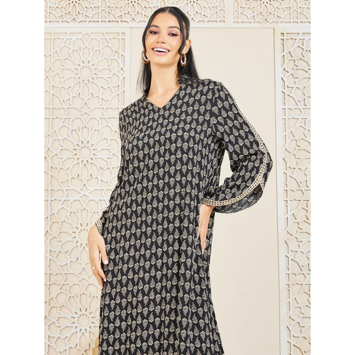 Styli Embroidered Lace Trim AOP Jalabiya-women-arabicclothing-jalabiyas-image-2