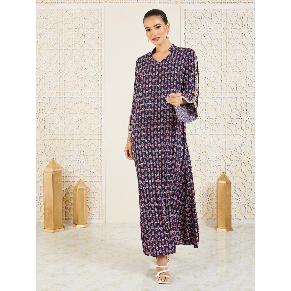 جلابية مطبعة بالكامل مع تفاصيل دانتيل-women-arabicclothing-jalabiyas-image-1