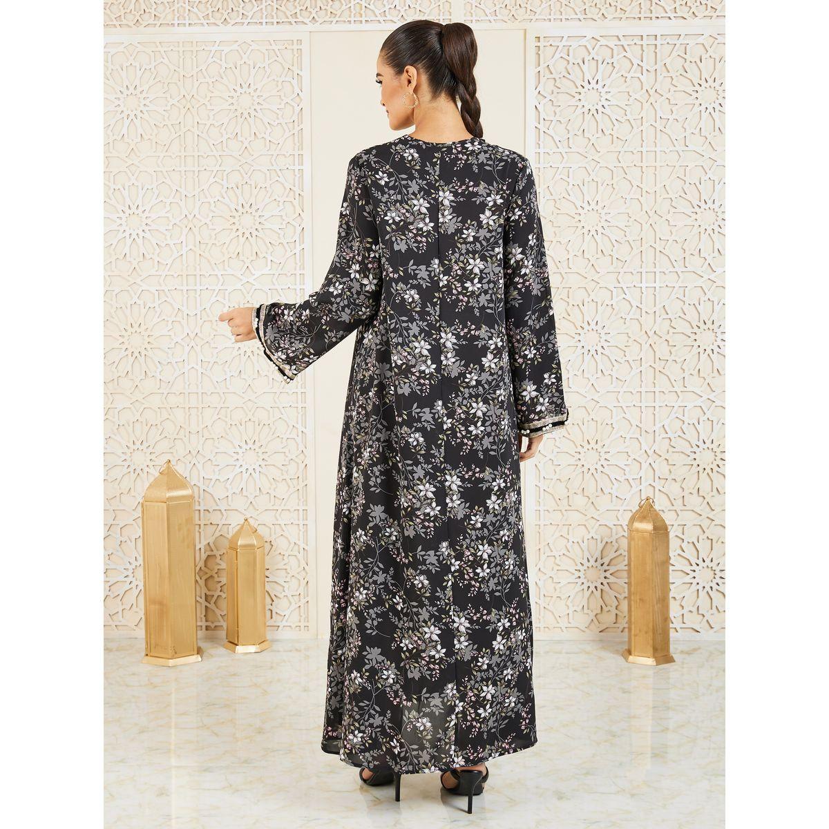 جلابية بتفاصيل دانتيل وطبعة فويل-women-arabicclothing-jalabiyas-image-4