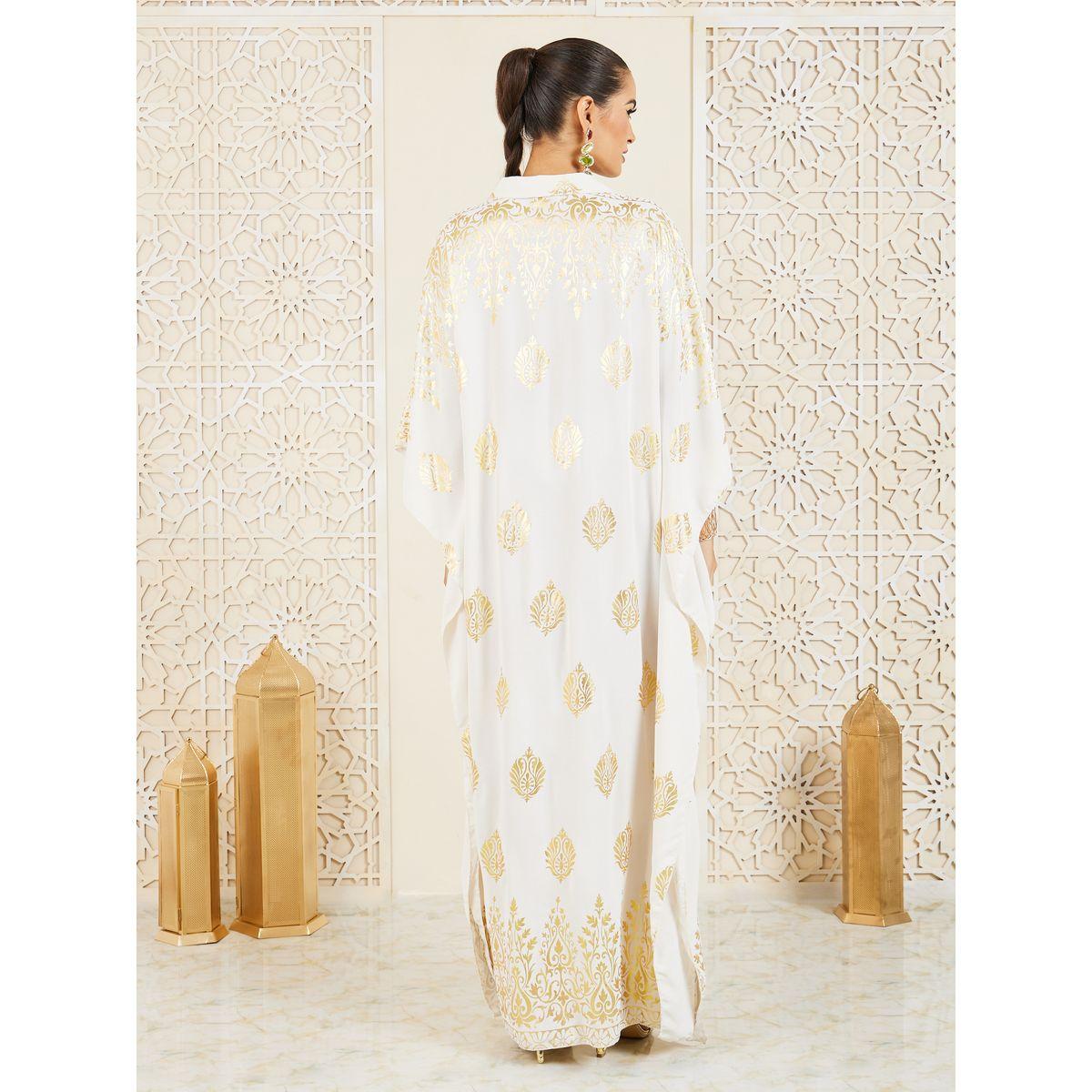 Styli Foil Print Collared Jalabiya-women-arabicclothing-jalabiyas-image-4