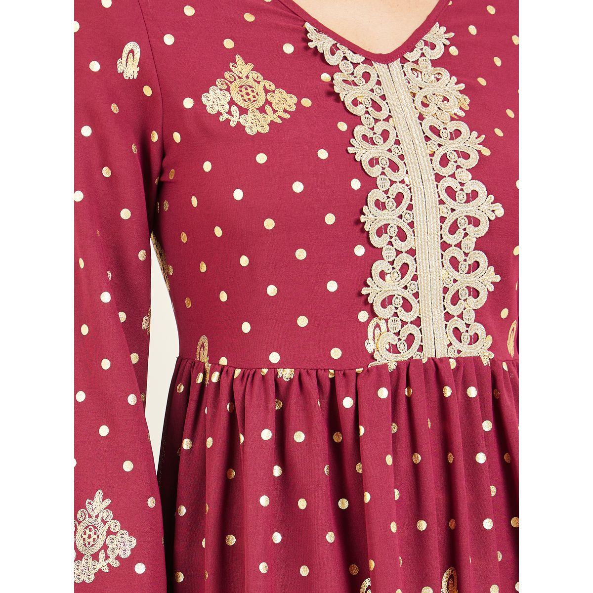 جلابية بطبعة فويل وتفاصيل دانتيل-women-arabicclothing-jalabiyas-image-3