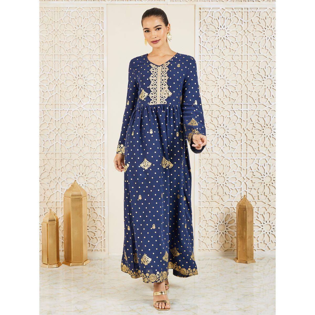 Styli Spot Printed Embroidered Lace Jalabiya-women-arabicclothing-jalabiyas-image-1