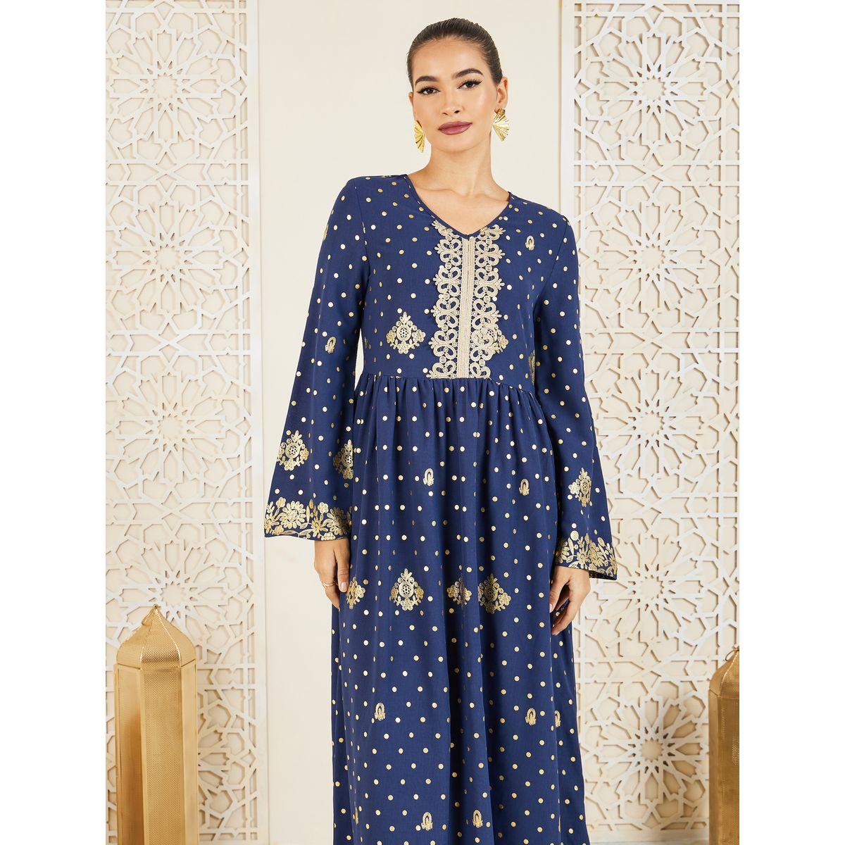 Styli Spot Printed Embroidered Lace Jalabiya-women-arabicclothing-jalabiyas-image-2