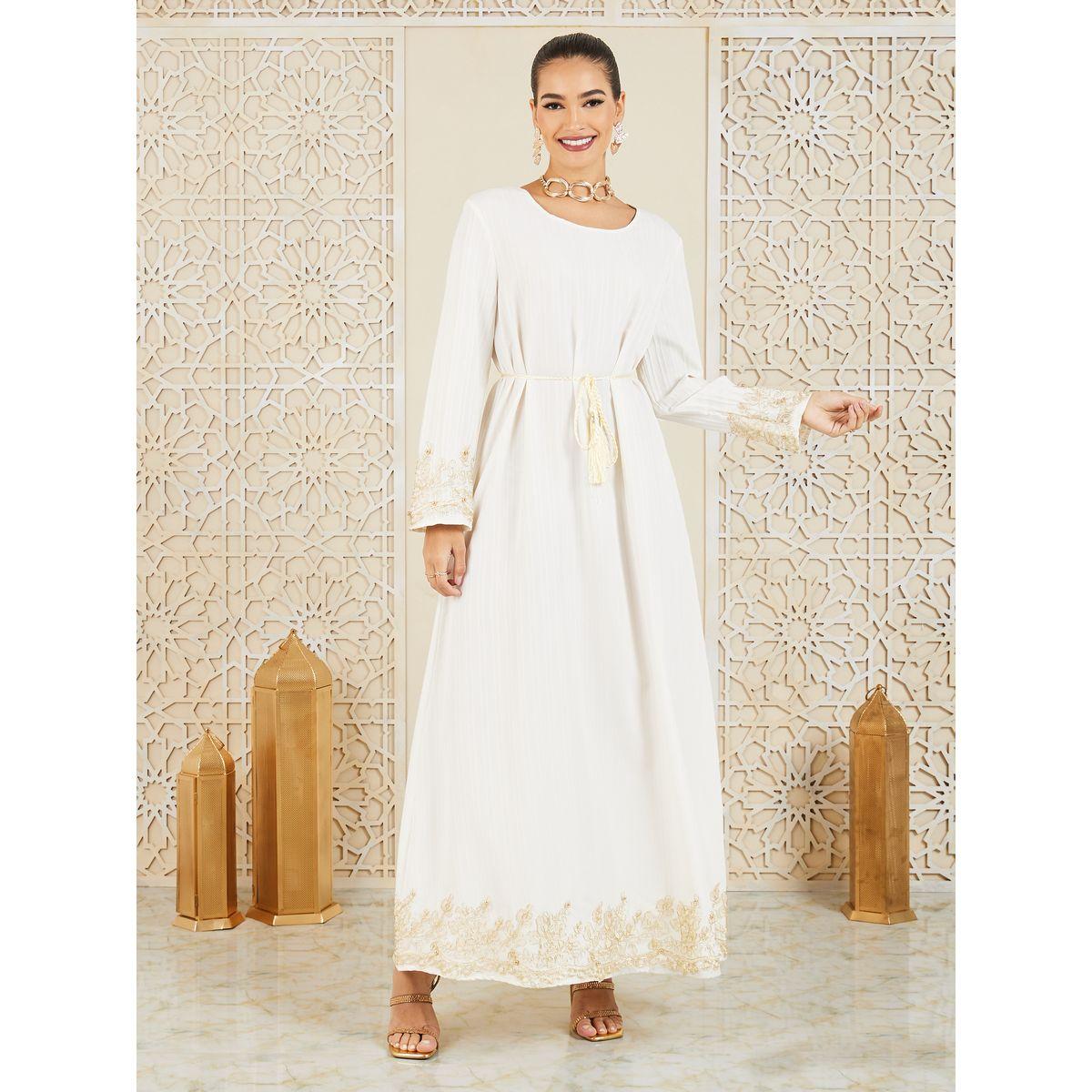 جلابية بتفاصيل دانتيل مع أربطة-women-arabicclothing-jalabiyas-image-1