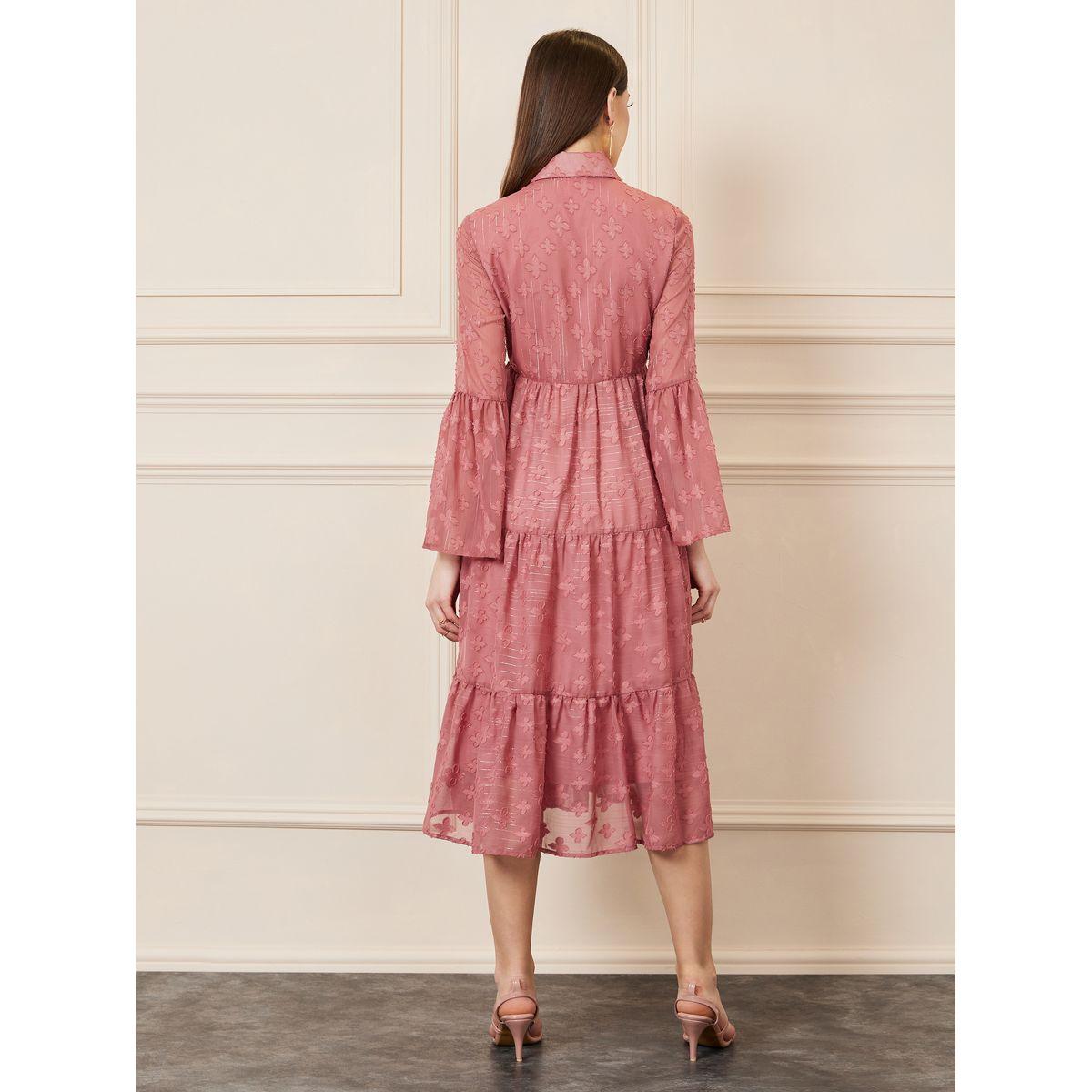 فستان ميدي بكسرات وتفاصيل بارزة الملمس-women-clothing-dresses-image-4