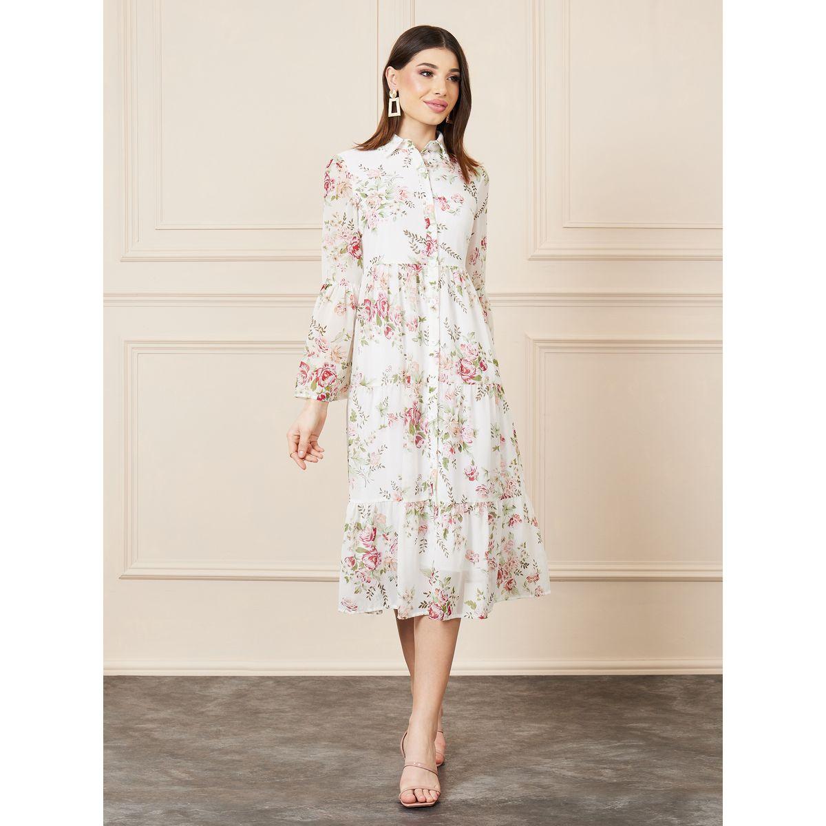 Styli Floral Print Tiered Shirt Midi Dress-women-clothing-dresses-image-1