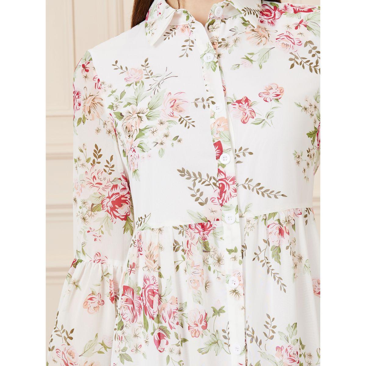 فستان ميدي بطبعة زهور وكسرات-women-clothing-dresses-image-3
