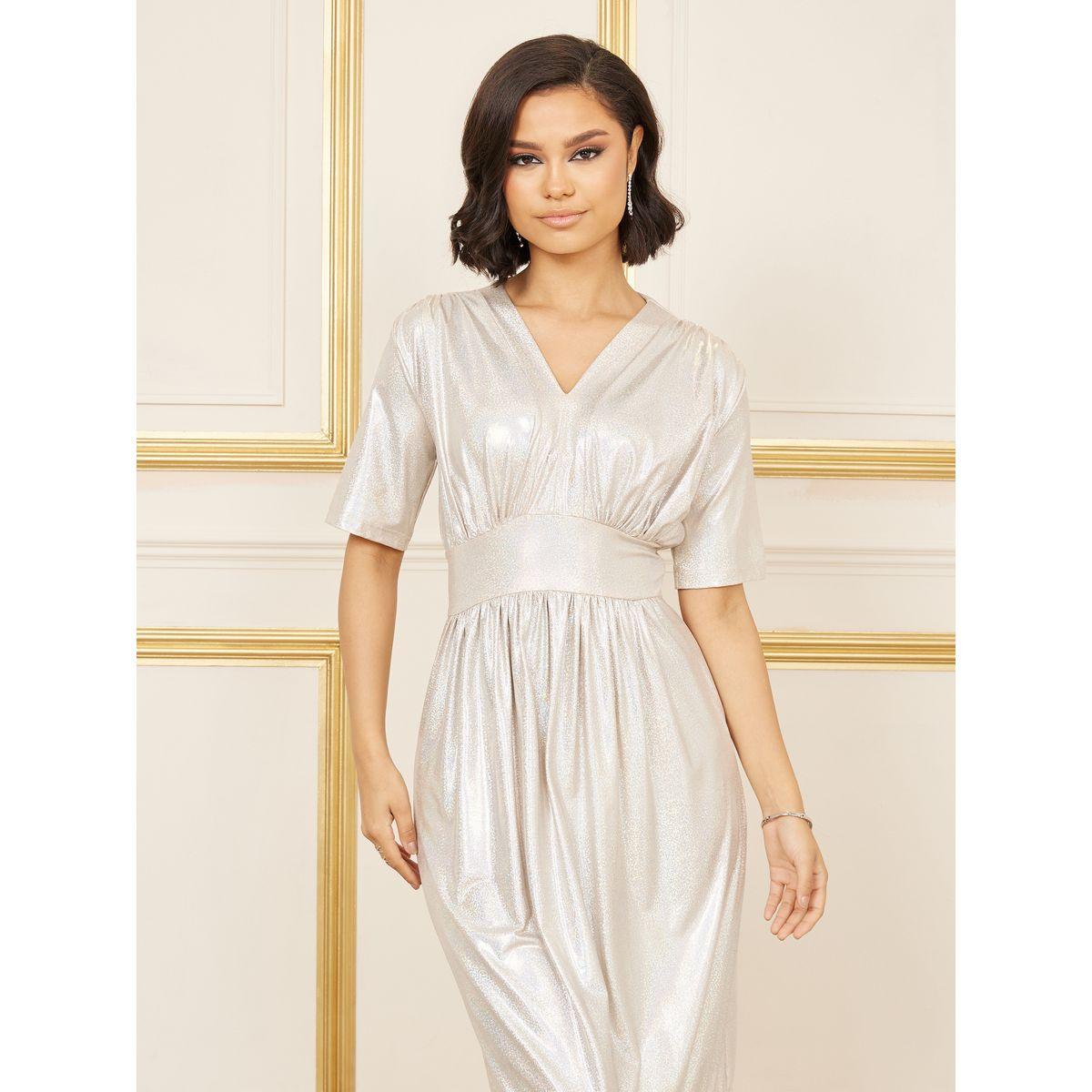 فستان ميدي بتفاصيل براقة وشراشيب-women-clothing-dresses-image-2