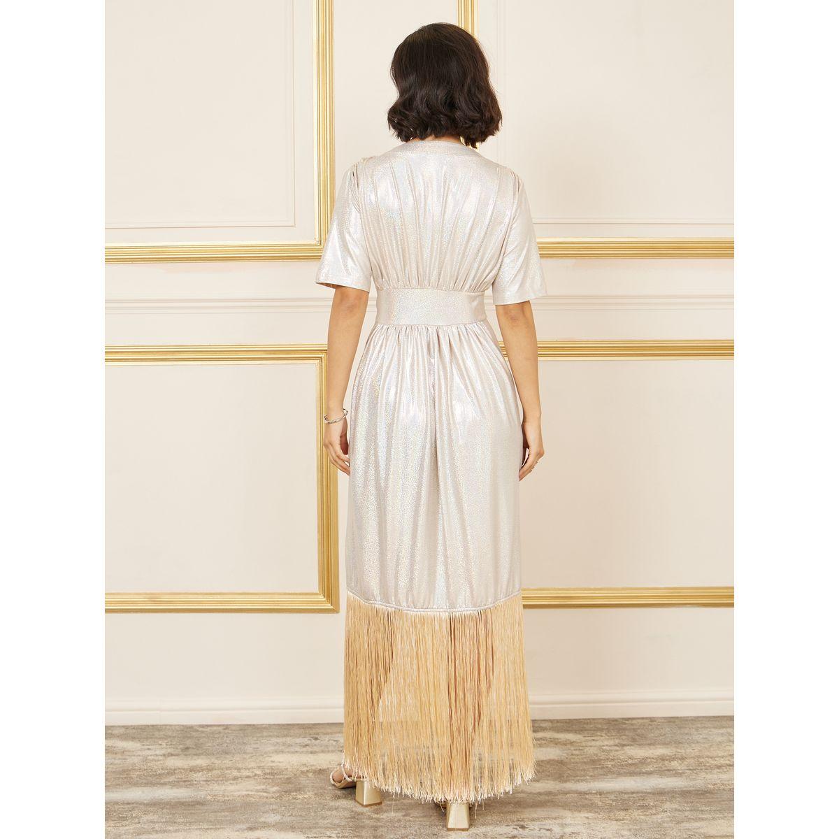 فستان ميدي بتفاصيل براقة وشراشيب-women-clothing-dresses-image-4