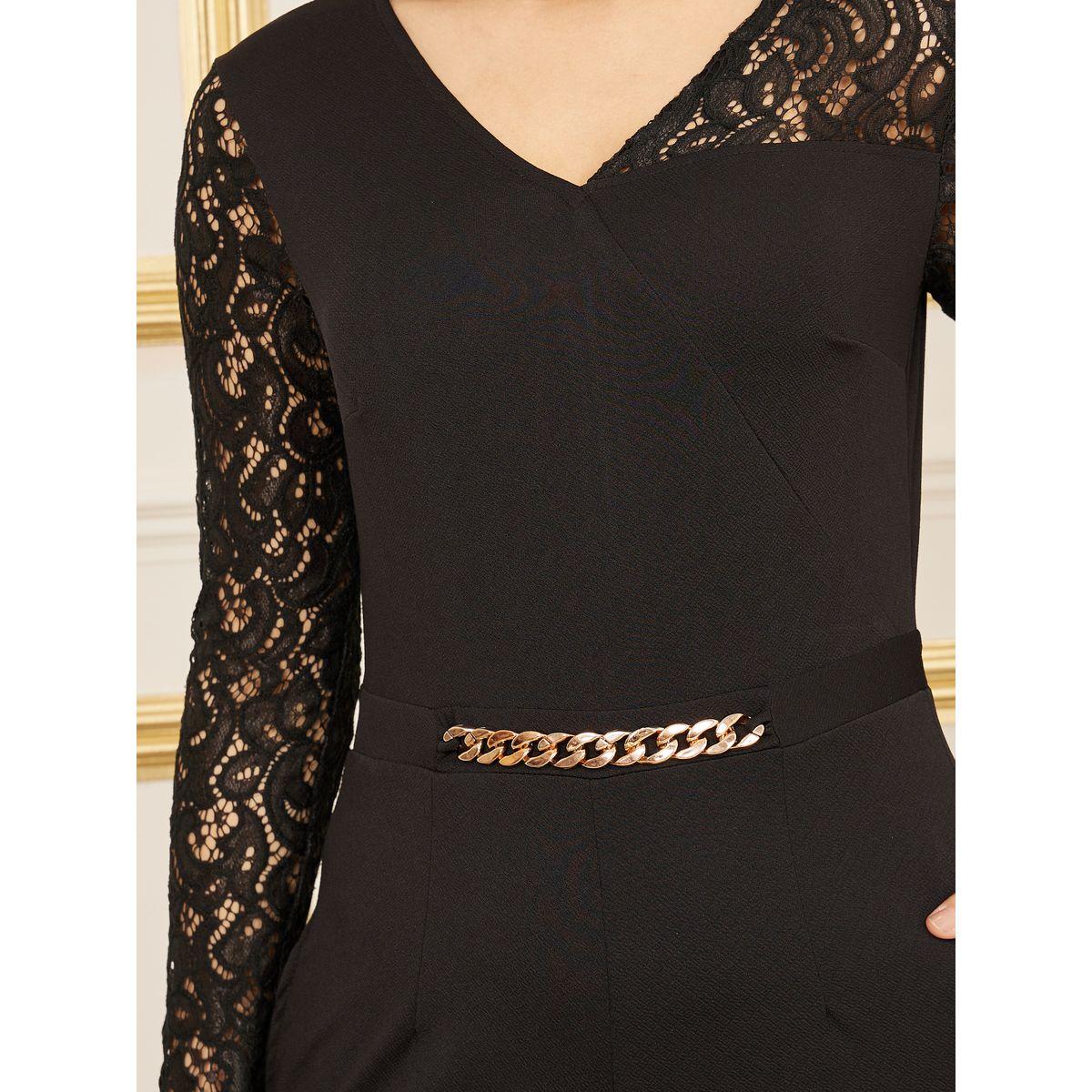 Styli Chain Detail Lace Sheer Sleeves Wide Leg Jumpsuit-women-clothing-jumpsuits-image-3